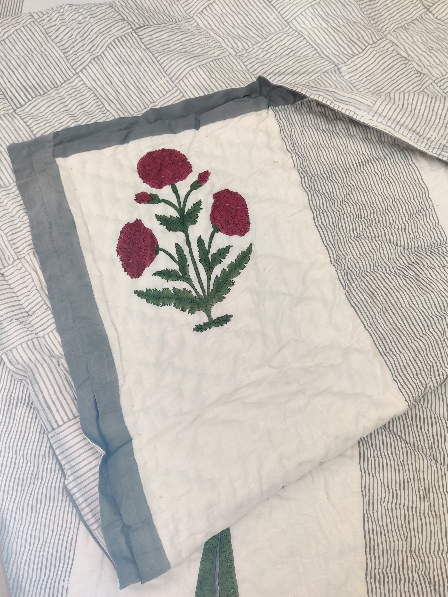 Hand Block Print Mulmul Quilt - Chinarbagh Soft Jaipuri Razai Double
