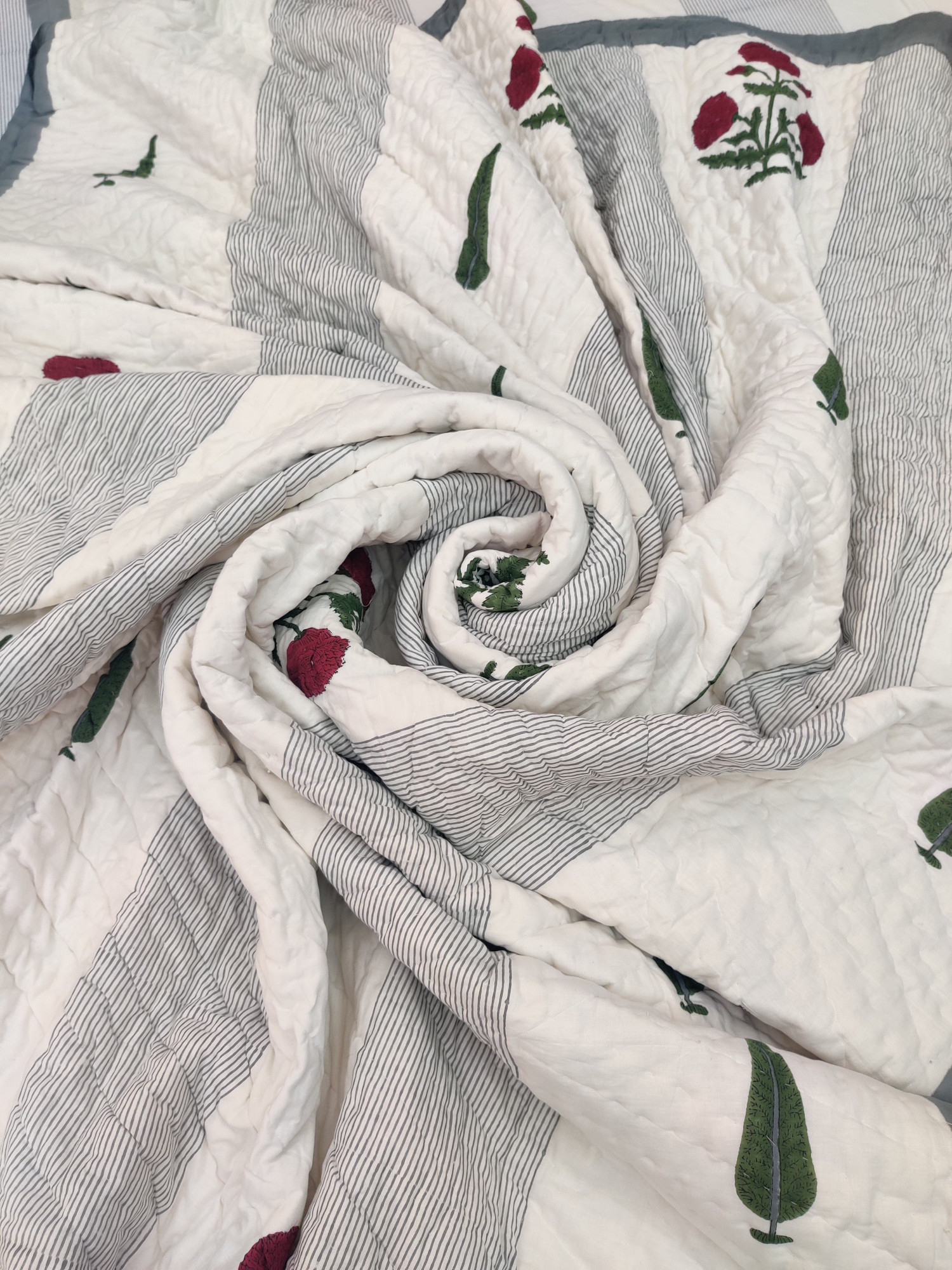 Hand Block Print Mulmul Quilt - Chinarbagh Soft Jaipuri Razai Double