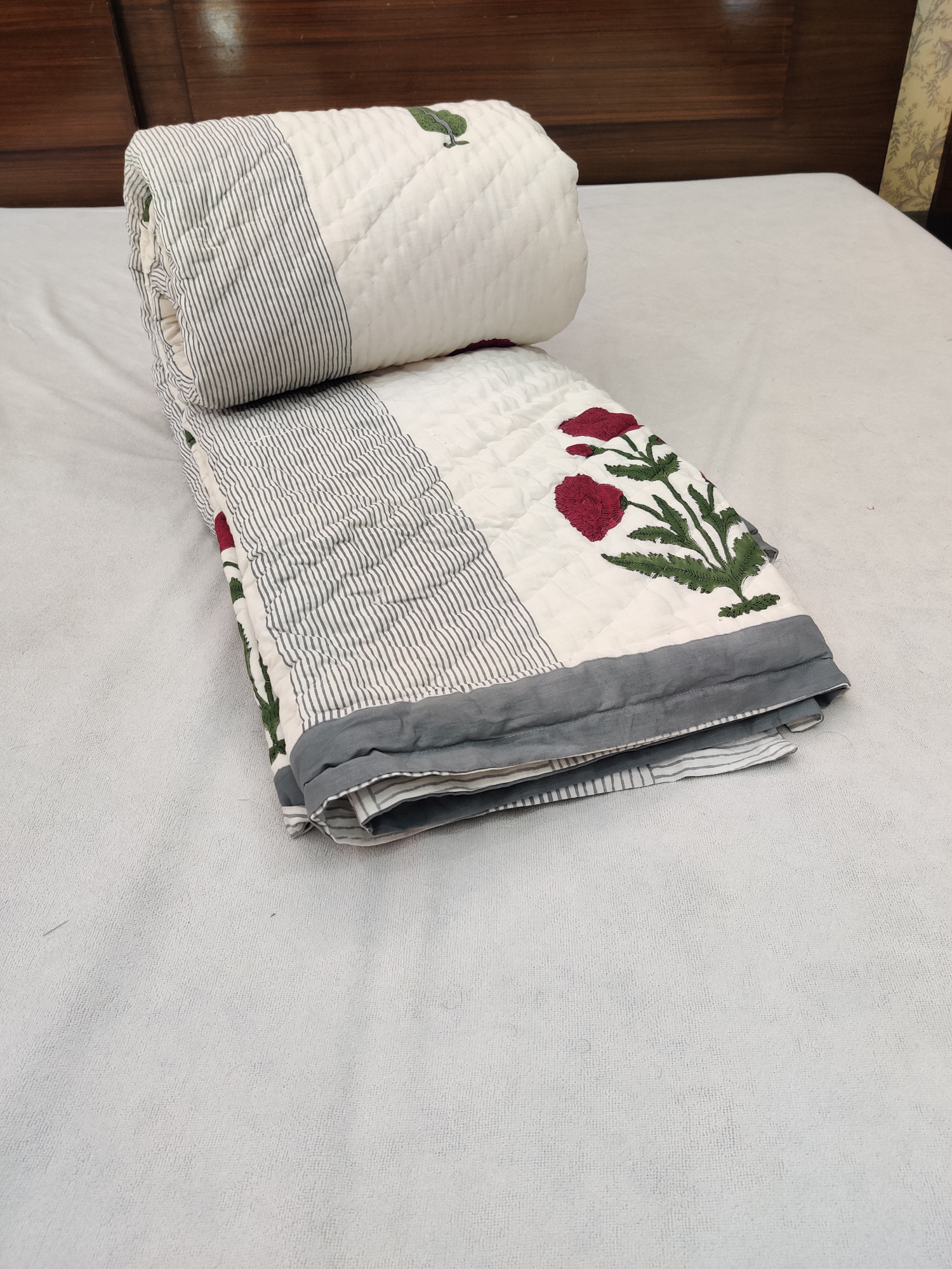 Hand Block Print Mulmul Quilt - Chinarbagh Soft Jaipuri Razai Double