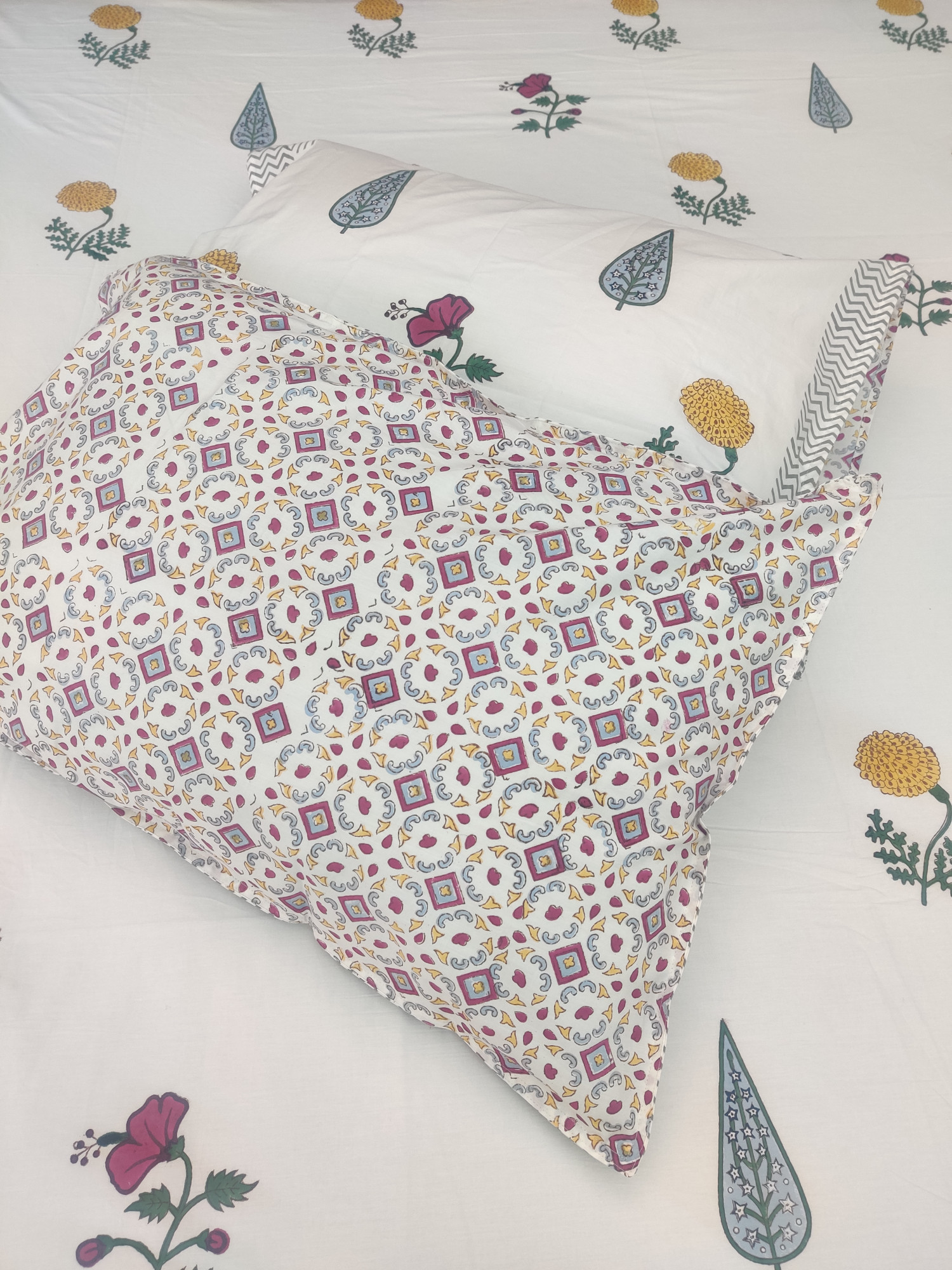 Jaipuri Block Print Bedsheet - Tropical Handblock Hand Block Print Cotton King Size