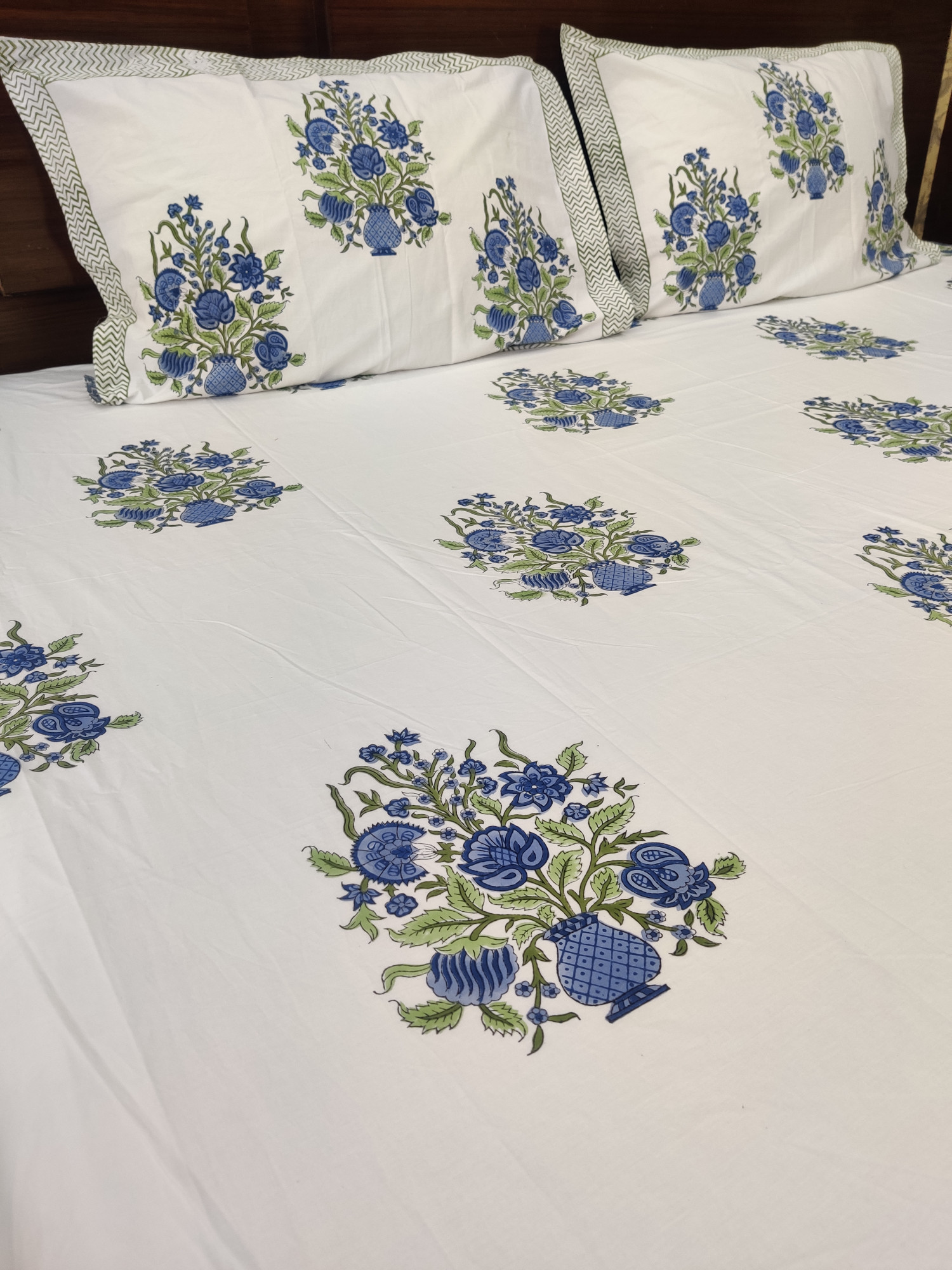Jaipuri Block Print Bedsheet - Guldasta Hand Block Print Cotton King Size