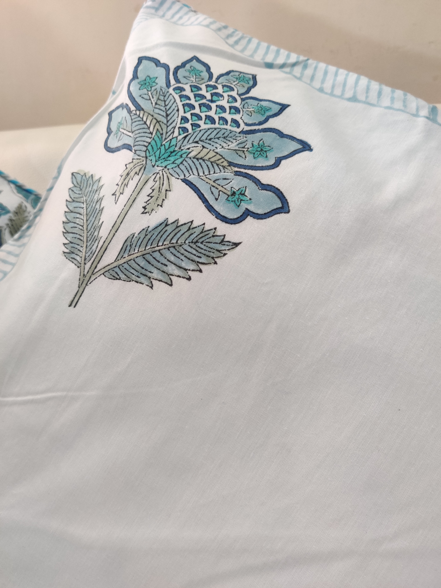 Block Print Cushion Cover - Blue Jaal Hand Block Print Premium Cotton 16x16 Pack of 5