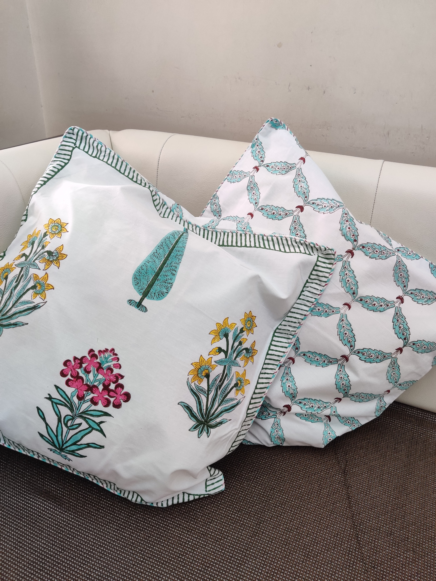 Block Print Cushion Cover - Multiblock Blockprint Hand Block Print Premium Cotton 16x16 Pack of 5