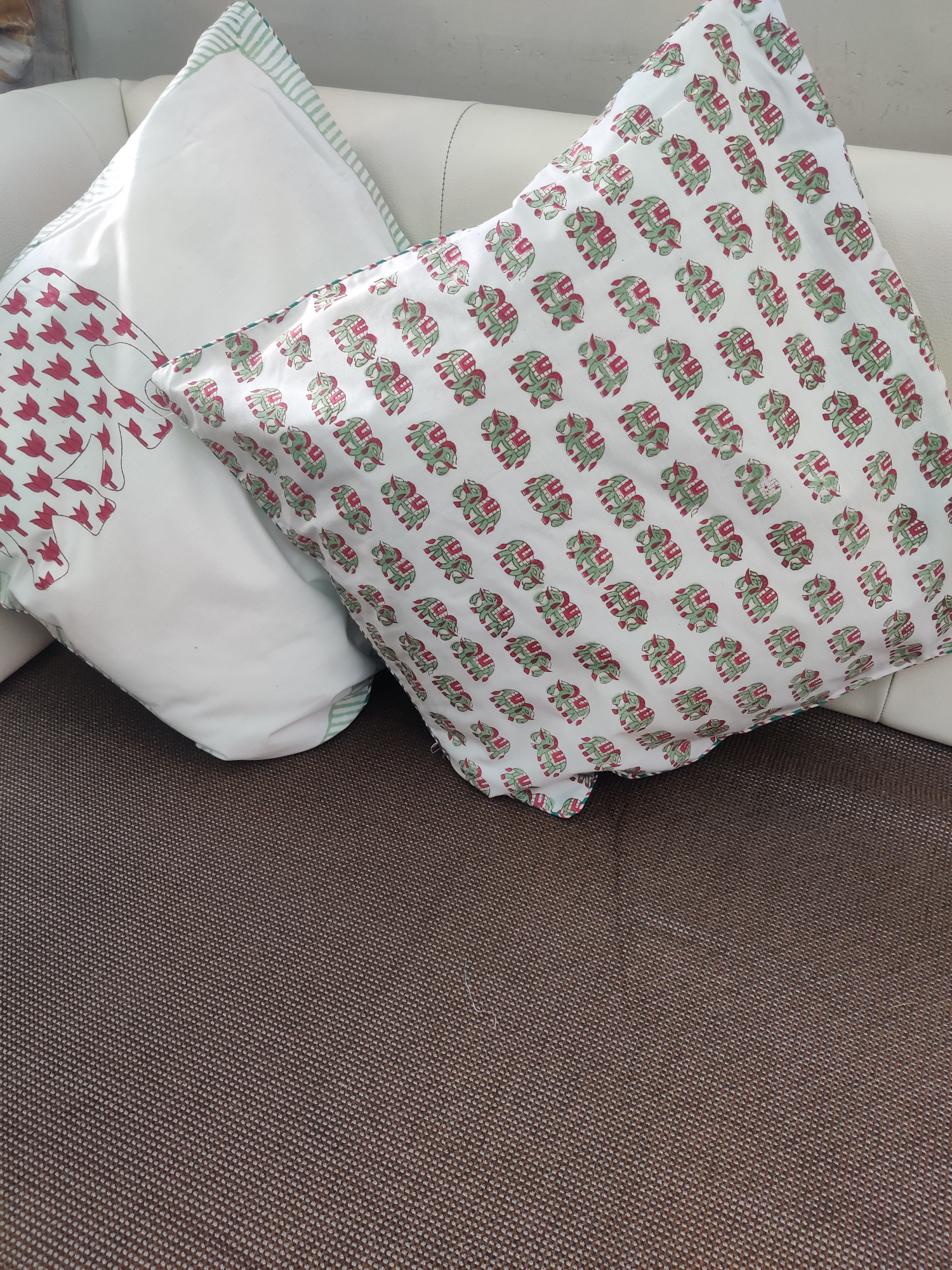 Block Print Cushion Cover - Double Haathi Hand Block Print Premium Cotton 16x16 Pack of 5