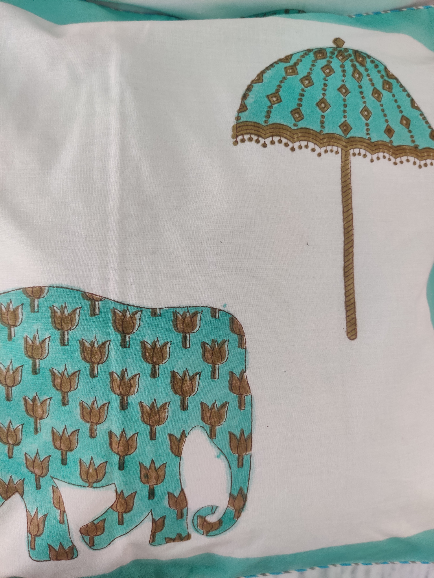 Block Print Cushion Cover - Haathi Hand Block Print Premium Cotton 16x16 Pack of 5