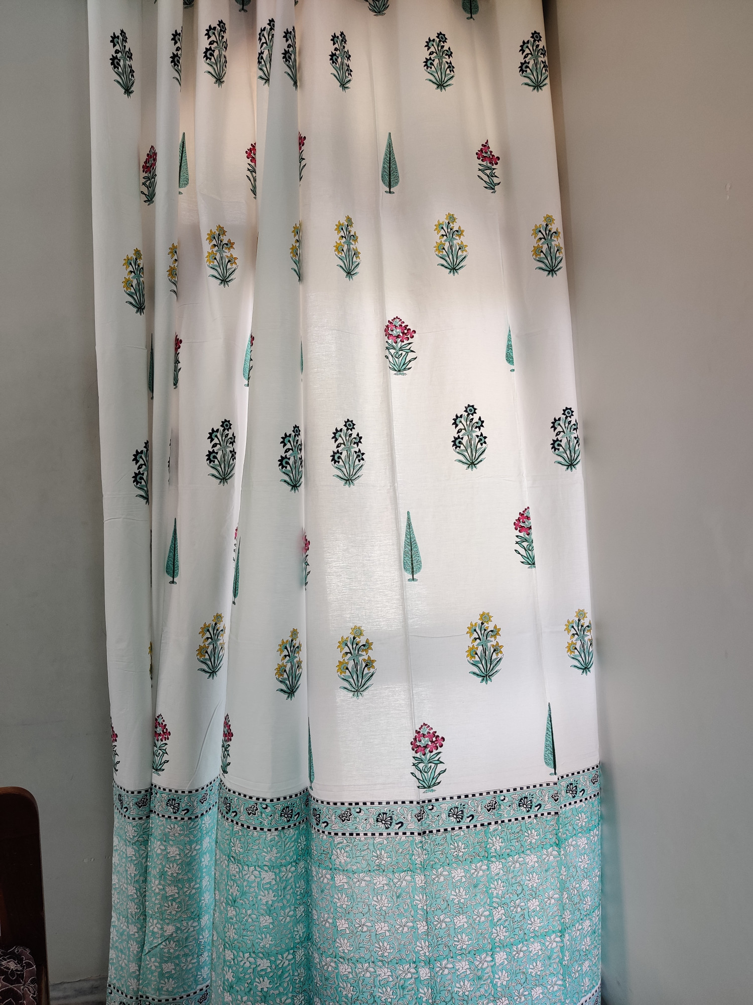 Block Print Curtain - Multiblock Hand Block Print 100% Cotton Jaipuri (Pack of 2)