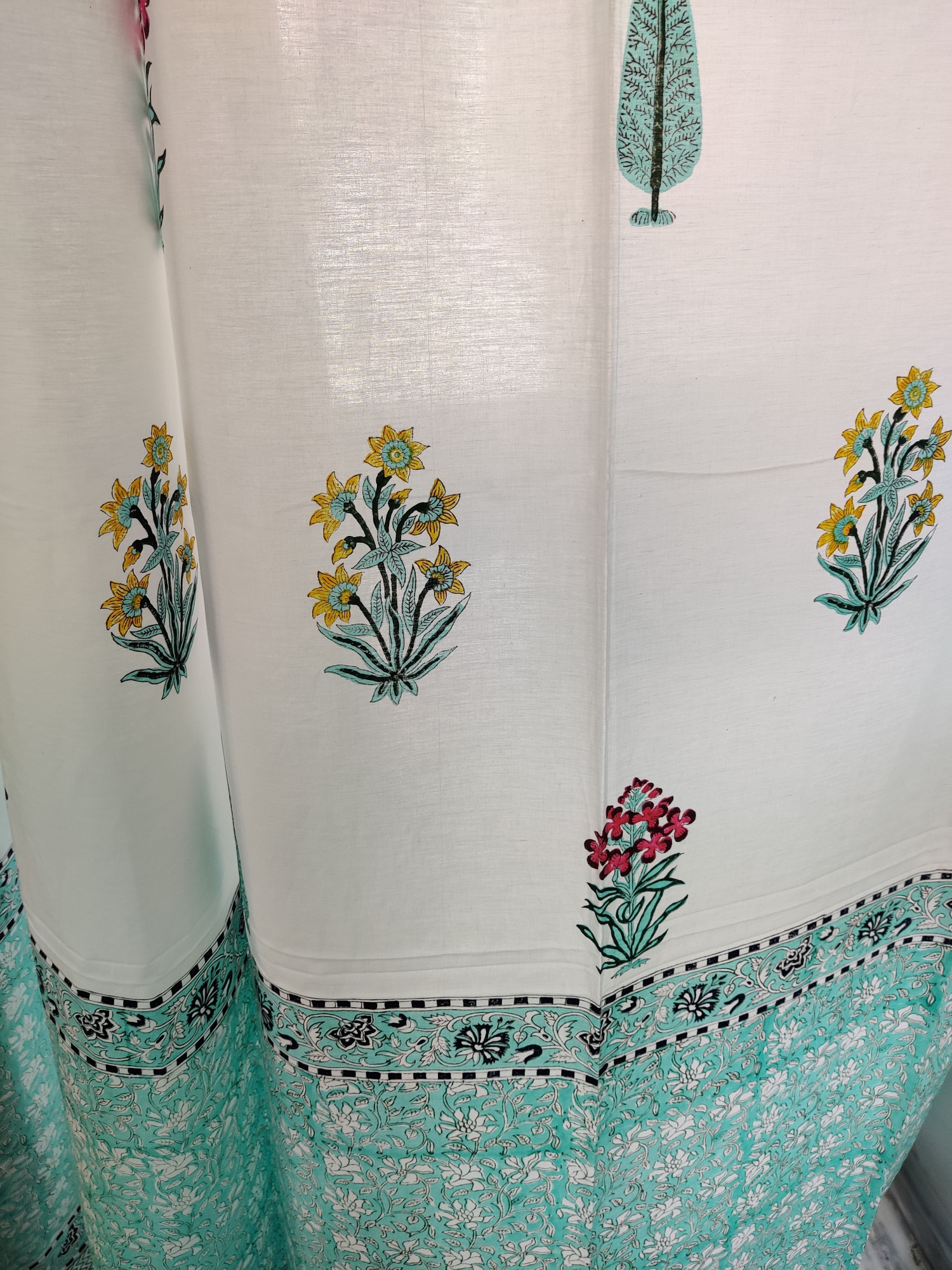 Block Print Curtain - Multiblock Hand Block Print 100% Cotton Jaipuri (Pack of 2)