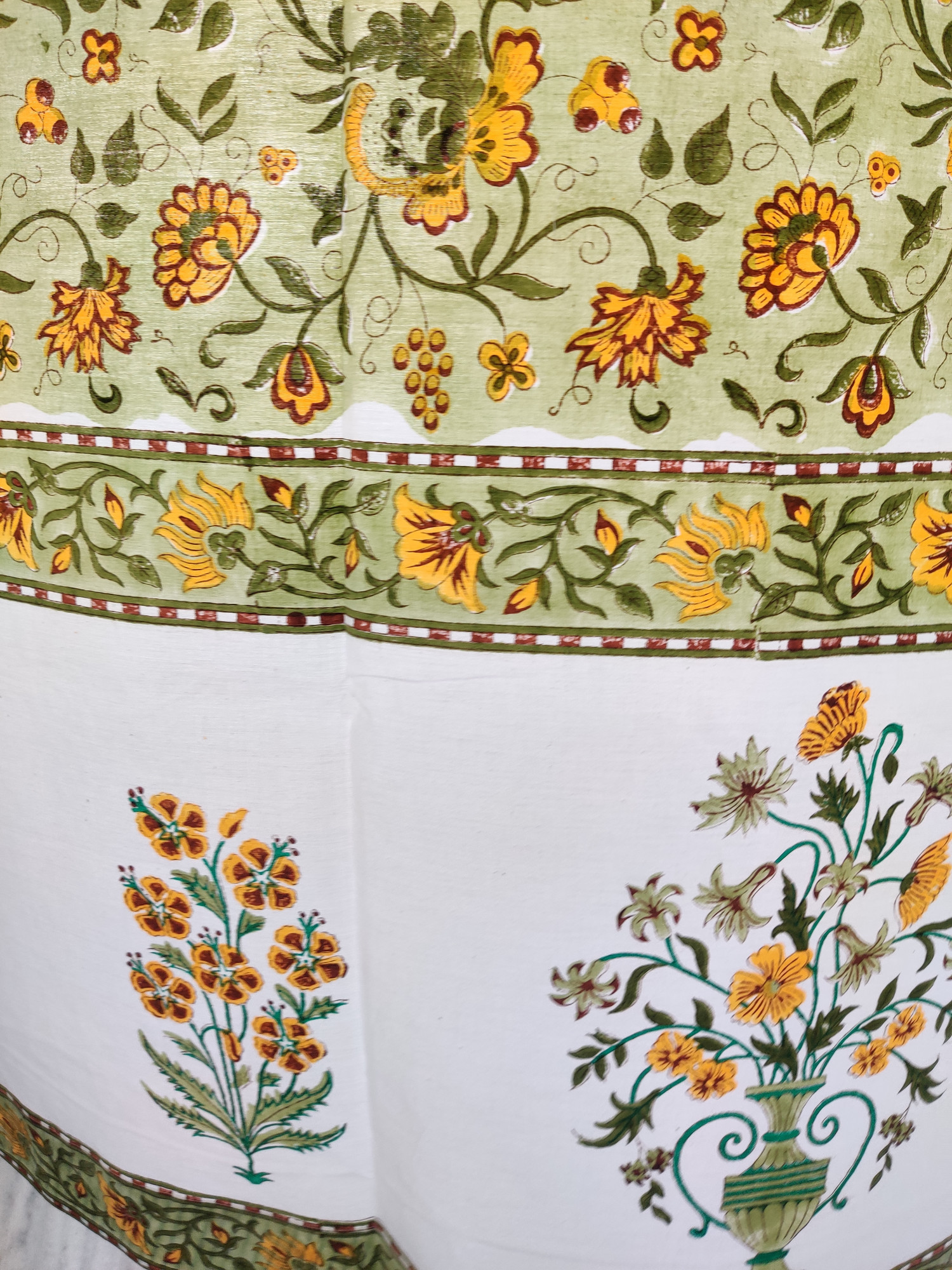 Block Print Curtain - Yellow Jaal Hand Block Print 100% Cotton Jaipuri (Pack of 2)