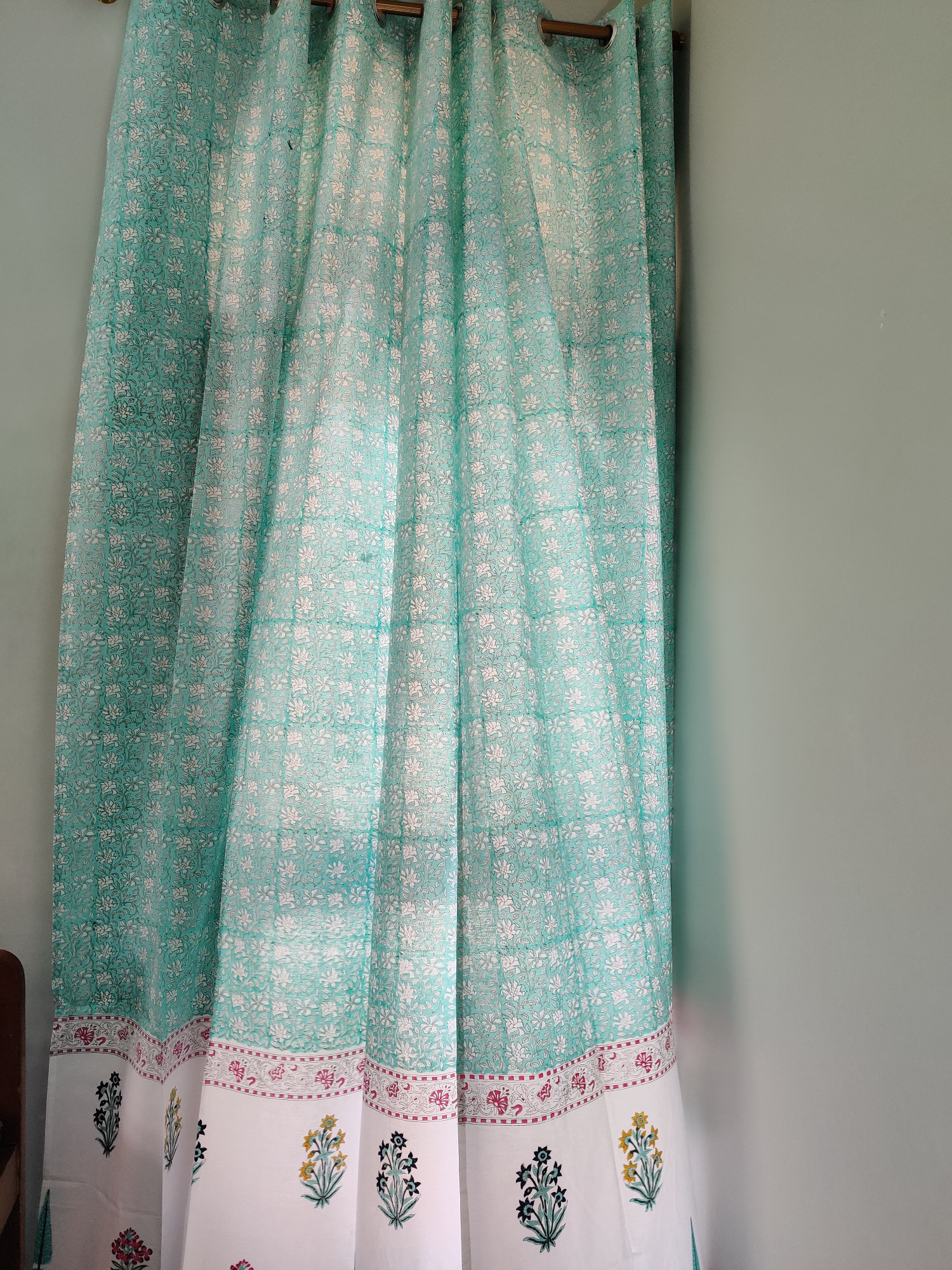 Block Print Curtain - Mughal Garden Hand Block Print 100% Cotton Jaipuri (Pack of 2)