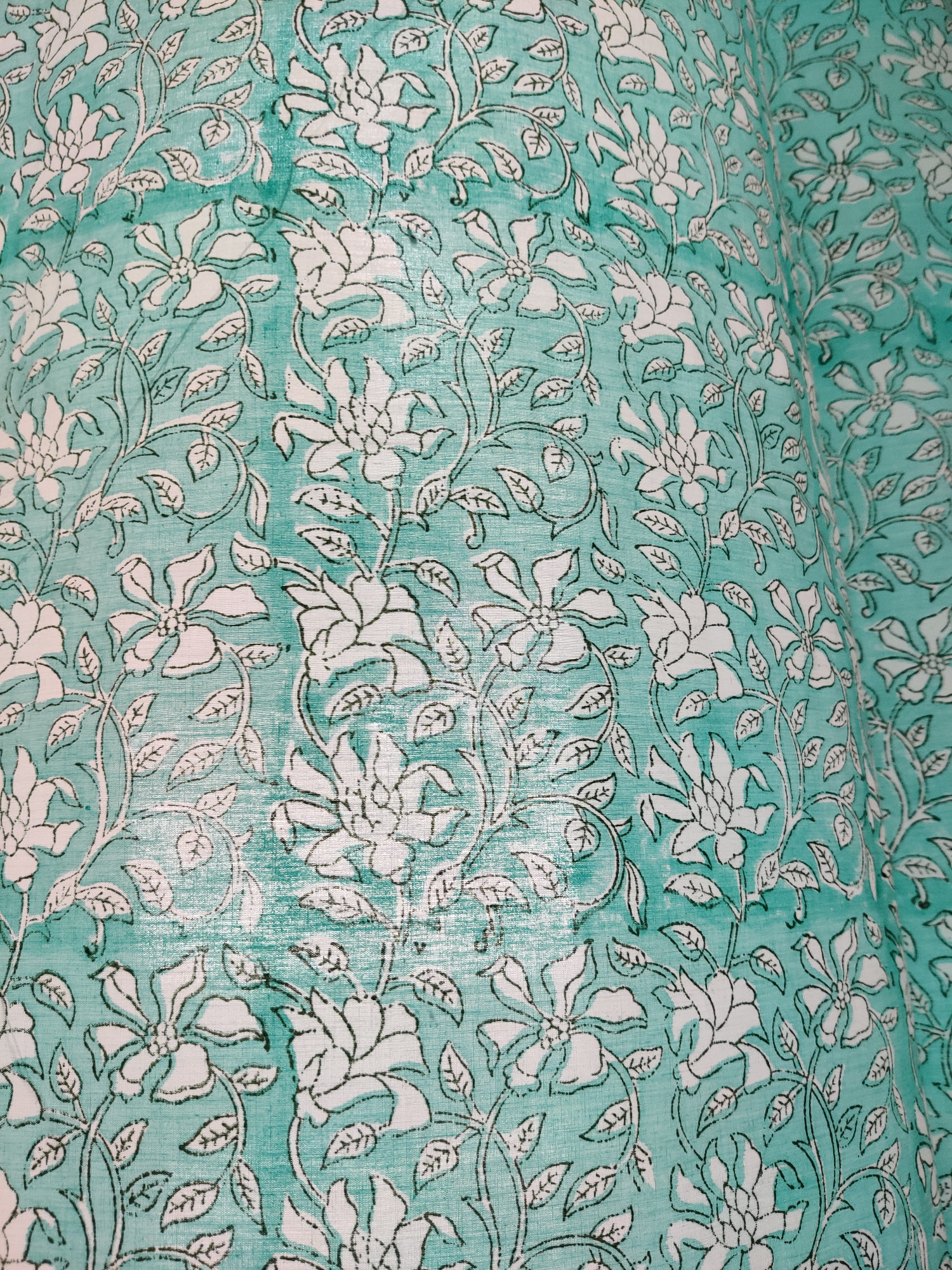 Block Print Curtain - Mughal Garden Hand Block Print 100% Cotton Jaipuri (Pack of 2)