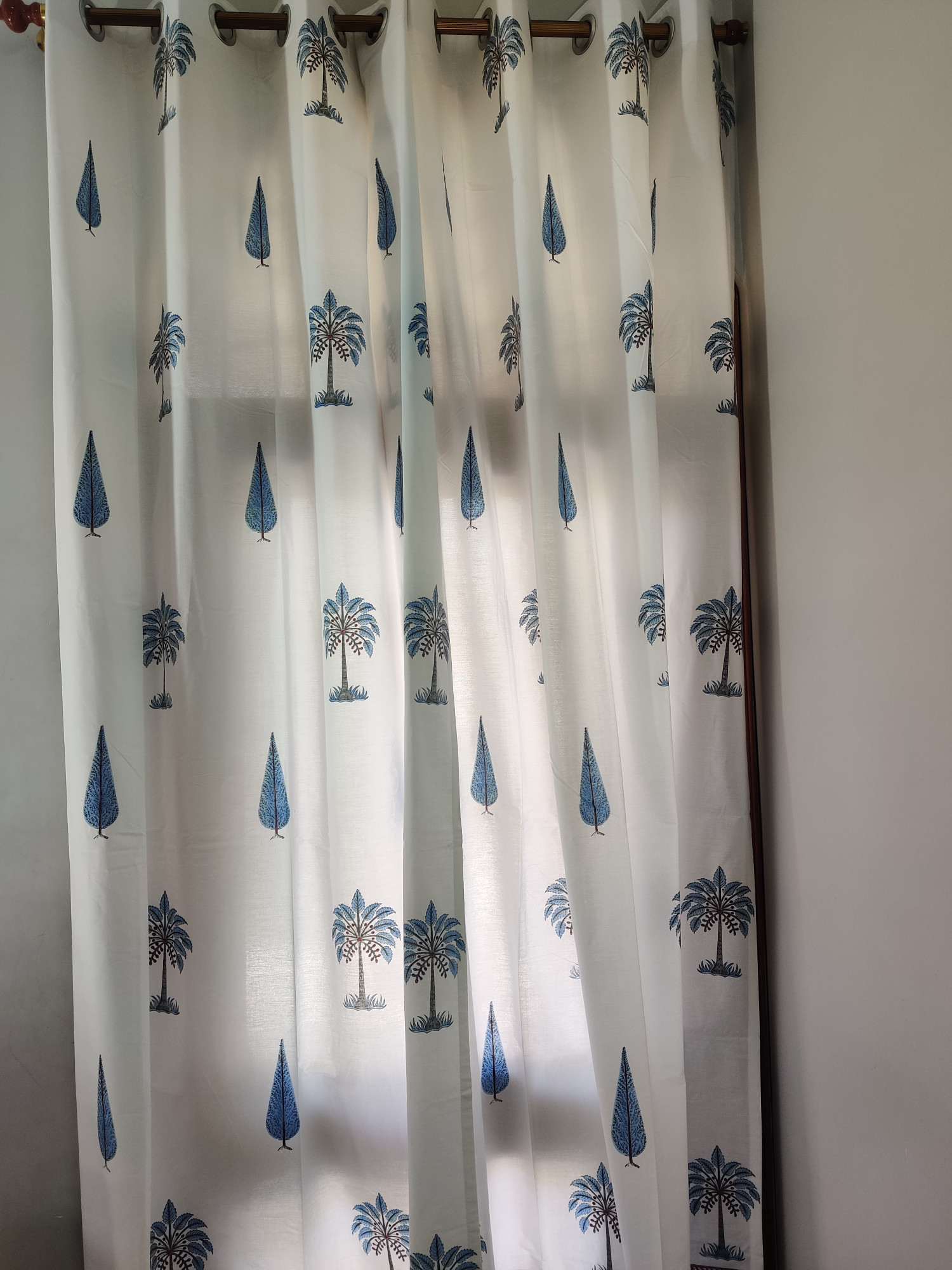 Block Print Curtain - Pine Hand Block Print 100% Cotton Jaipuri (Pack of 2)