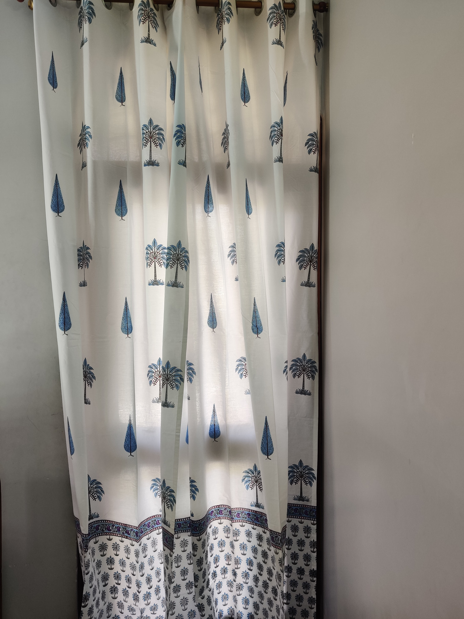Block Print Curtain - Pine Hand Block Print 100% Cotton Jaipuri (Pack of 2)