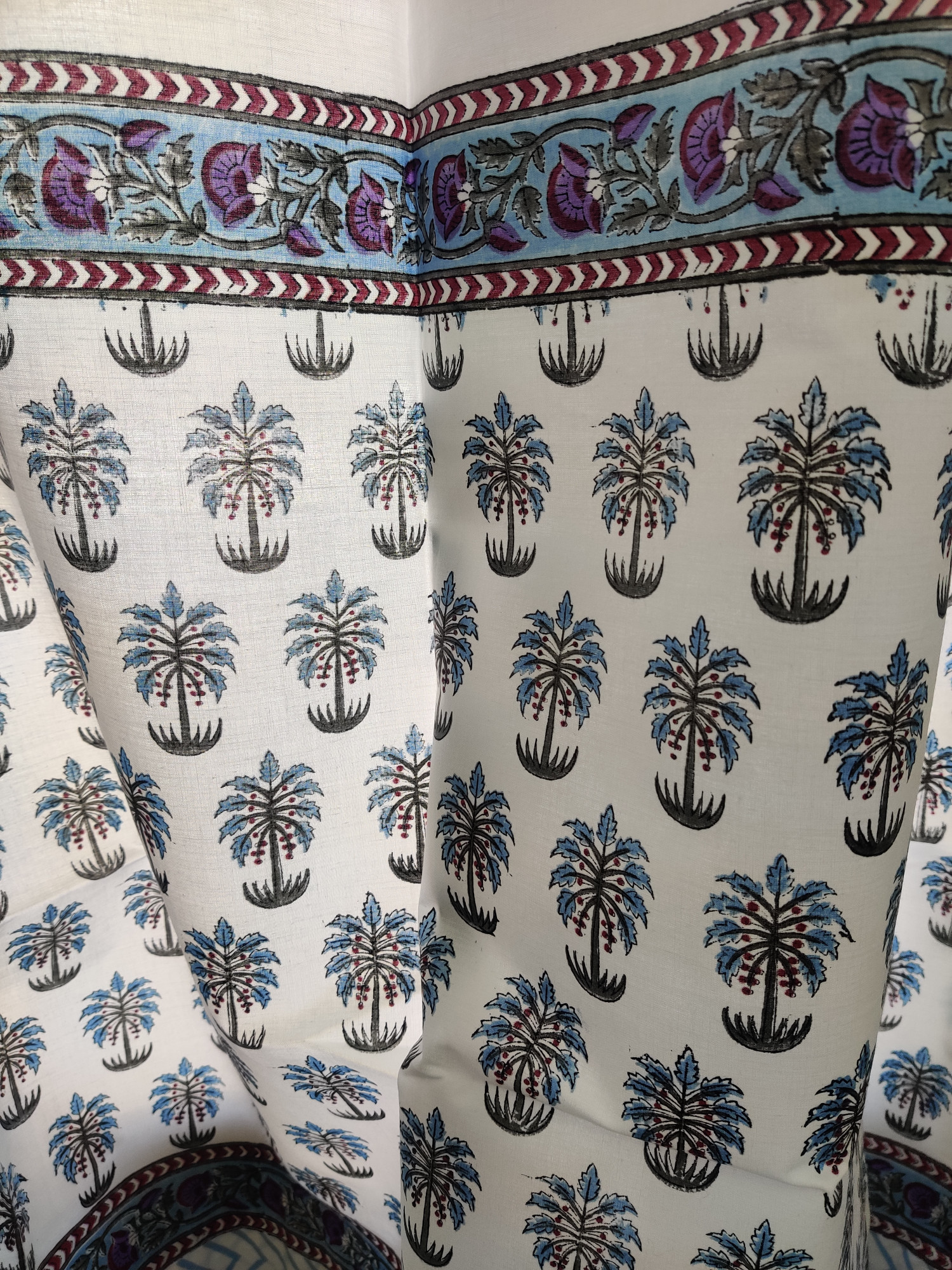 Block Print Curtain - Pine Hand Block Print 100% Cotton Jaipuri (Pack of 2)