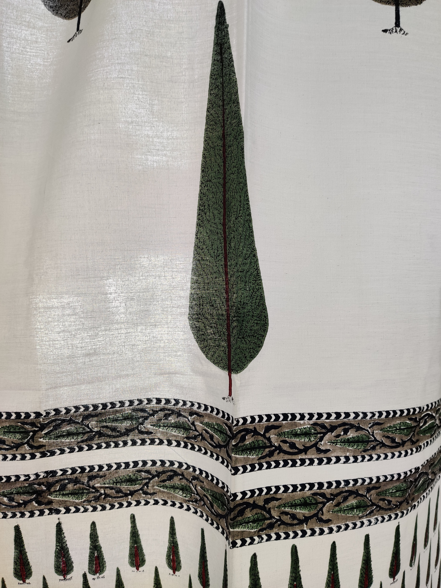 Block Print Curtain - Tropical Fern Hand Block Print 100% Cotton Jaipuri (Pack of 2)