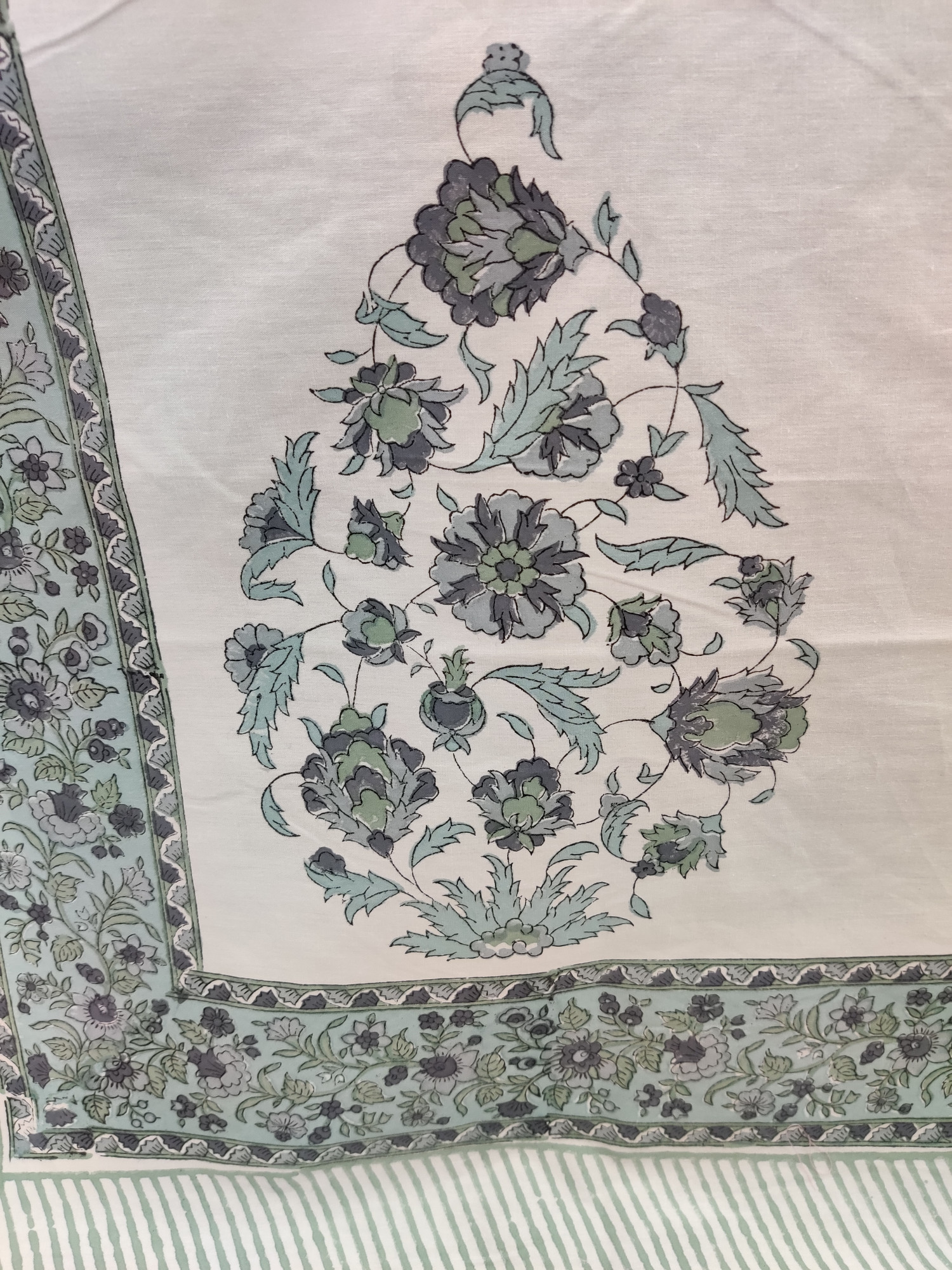 Jaipuri Block Print Bedsheet - Grey Floral Boota Hand Block Print Cotton King Size