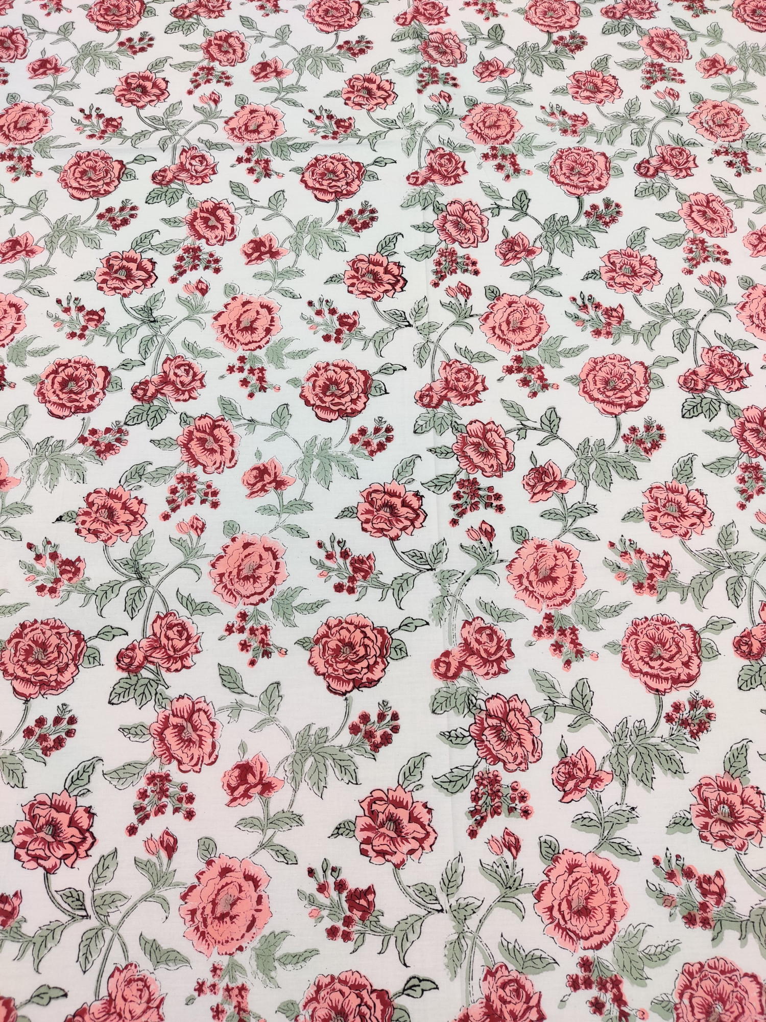 Jaipuri Block Print Bedsheet - Pink Jaal Hand Block Print Cotton King Size
