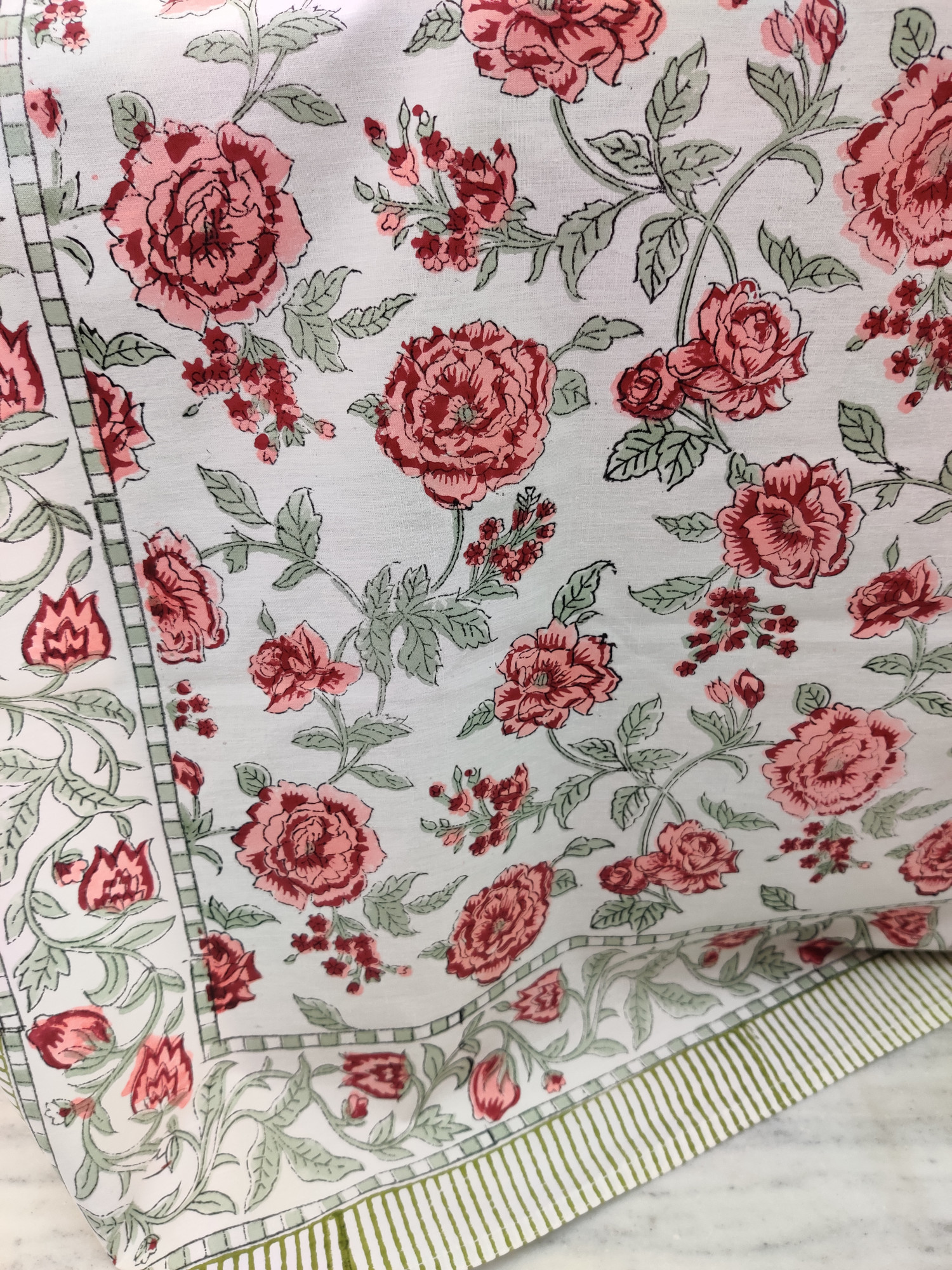 Jaipuri Block Print Bedsheet - Pink Jaal Hand Block Print Cotton King Size