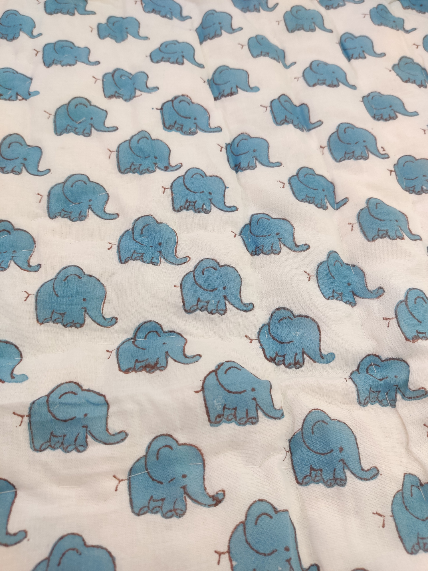 Hand Block Print Baby Quilt - Chatri Haathi Baby Jaipuri Cotton Razai