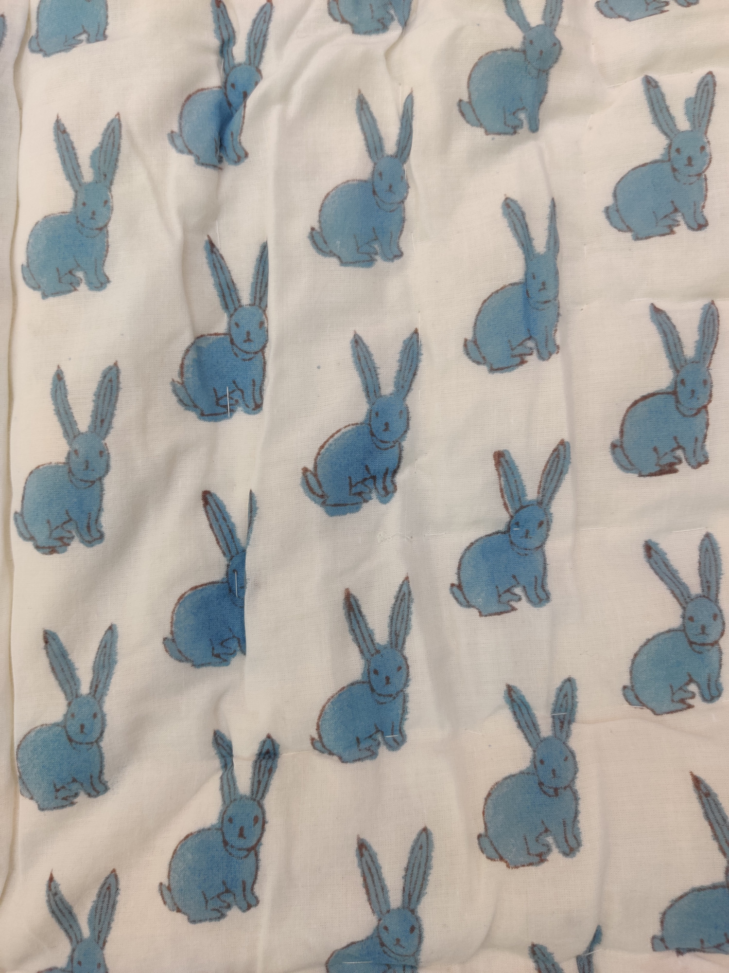 Hand Block Print Baby Quilt - Blue Giraffe Baby Jaipuri Cotton Razai