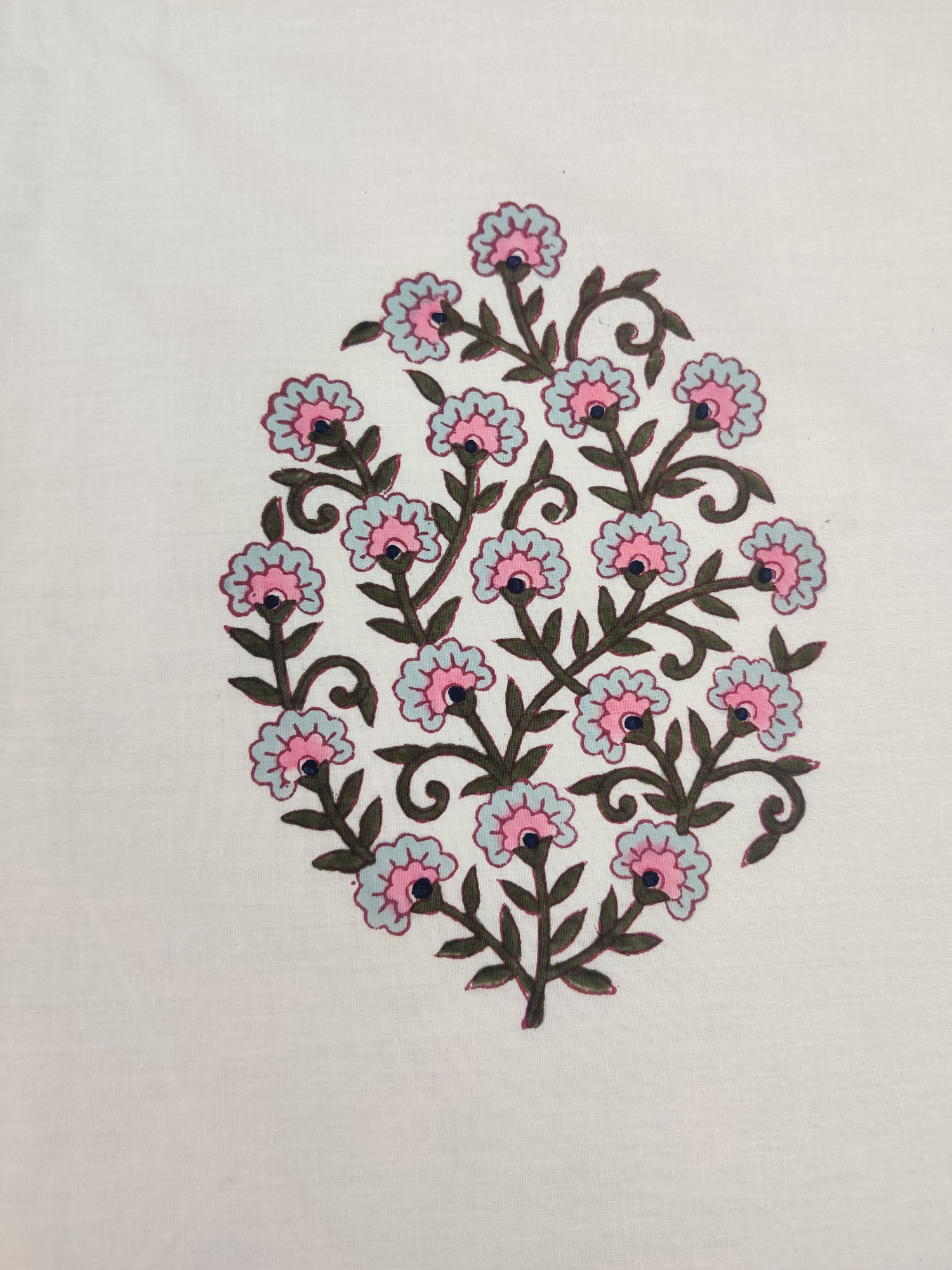Jaipuri Block Print Bedsheet - Grey Pink Boota Hand Block Print Cotton King Size