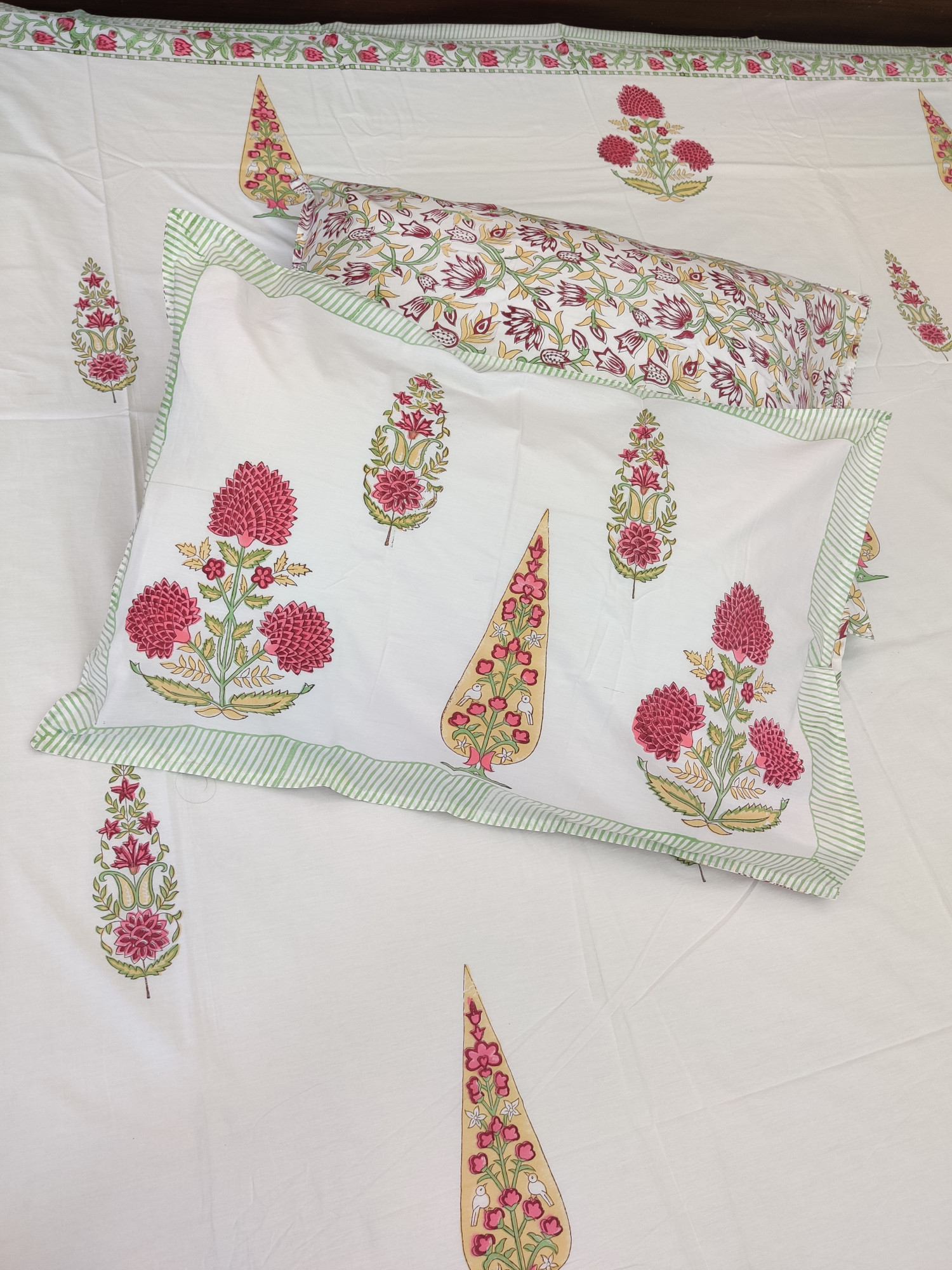 Jaipuri Block Print Bedsheet - Dual Red Boota Hand Block Print Cotton King Size