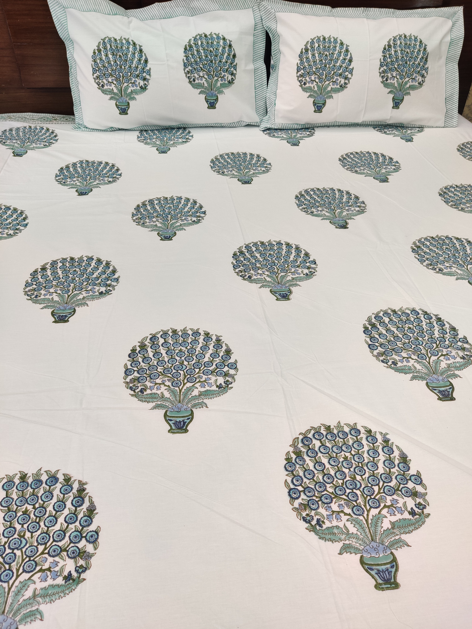 Jaipuri Block Print Bedsheet - Feather Hand Block Print Cotton Double
