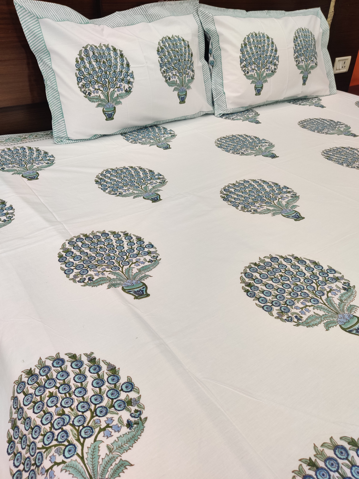 Jaipuri Block Print Bedsheet - Feather Hand Block Print Cotton Double