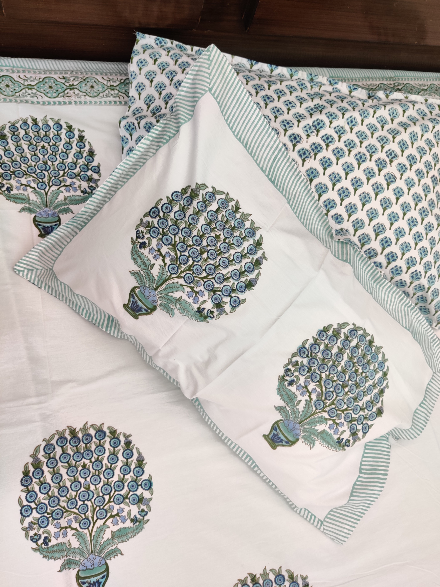Jaipuri Block Print Bedsheet - Feather Hand Block Print Cotton Double