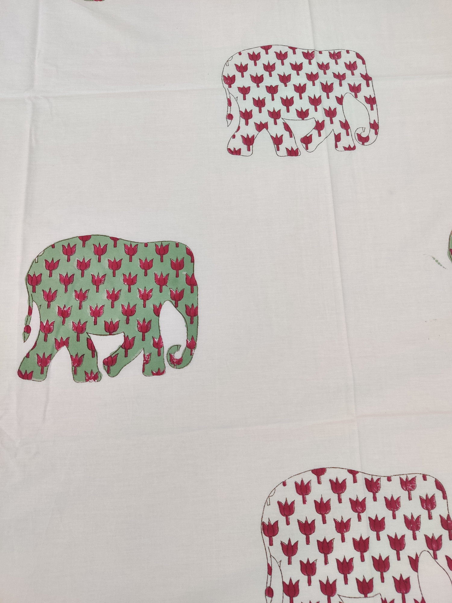 Jaipuri Block Print Bedsheet - Double Coloured Haathi Hand Block Print Cotton Double