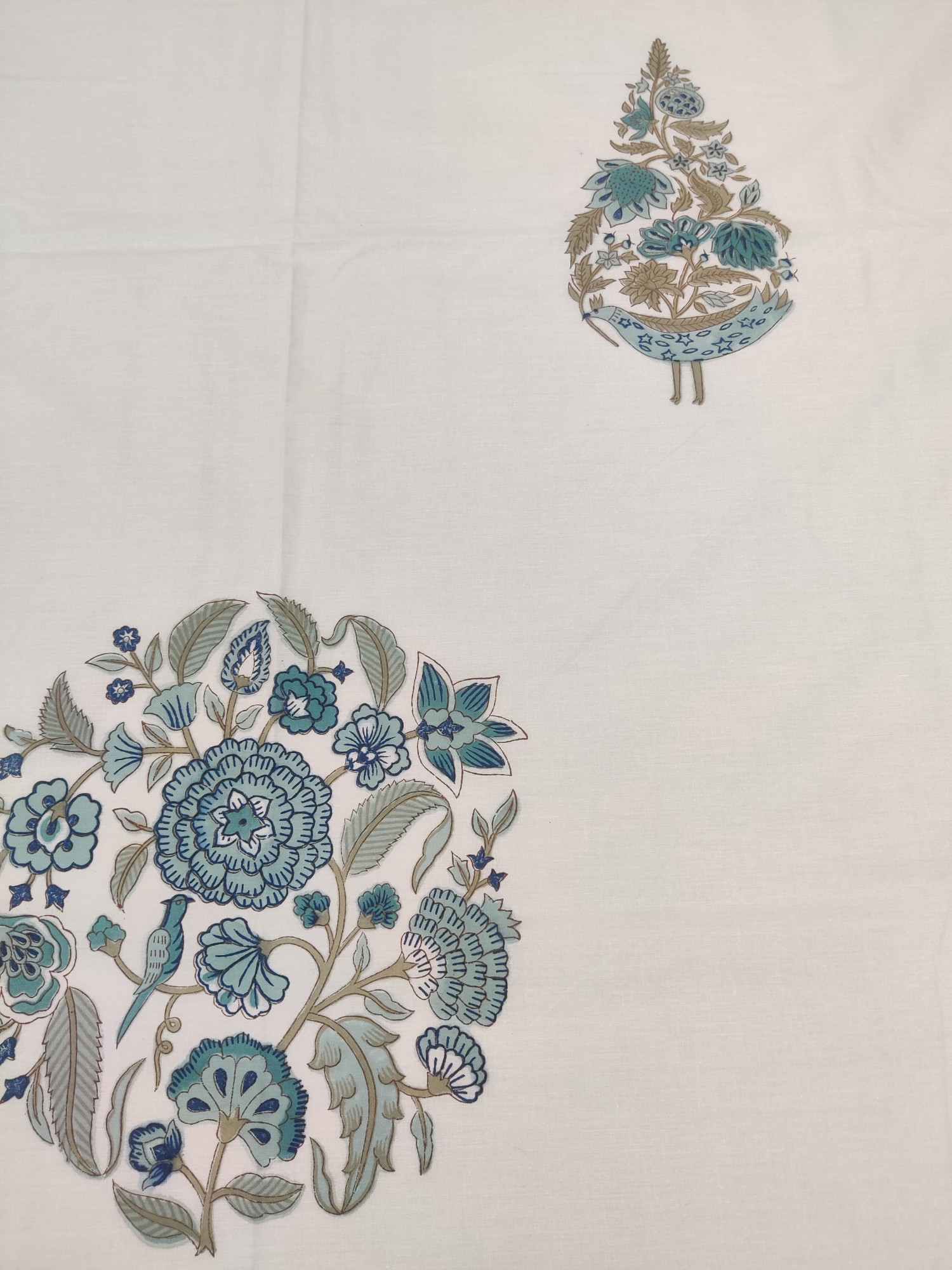 Jaipuri Block Print Bedsheet - Grey Dual Boota Hand Block Print Cotton King Size
