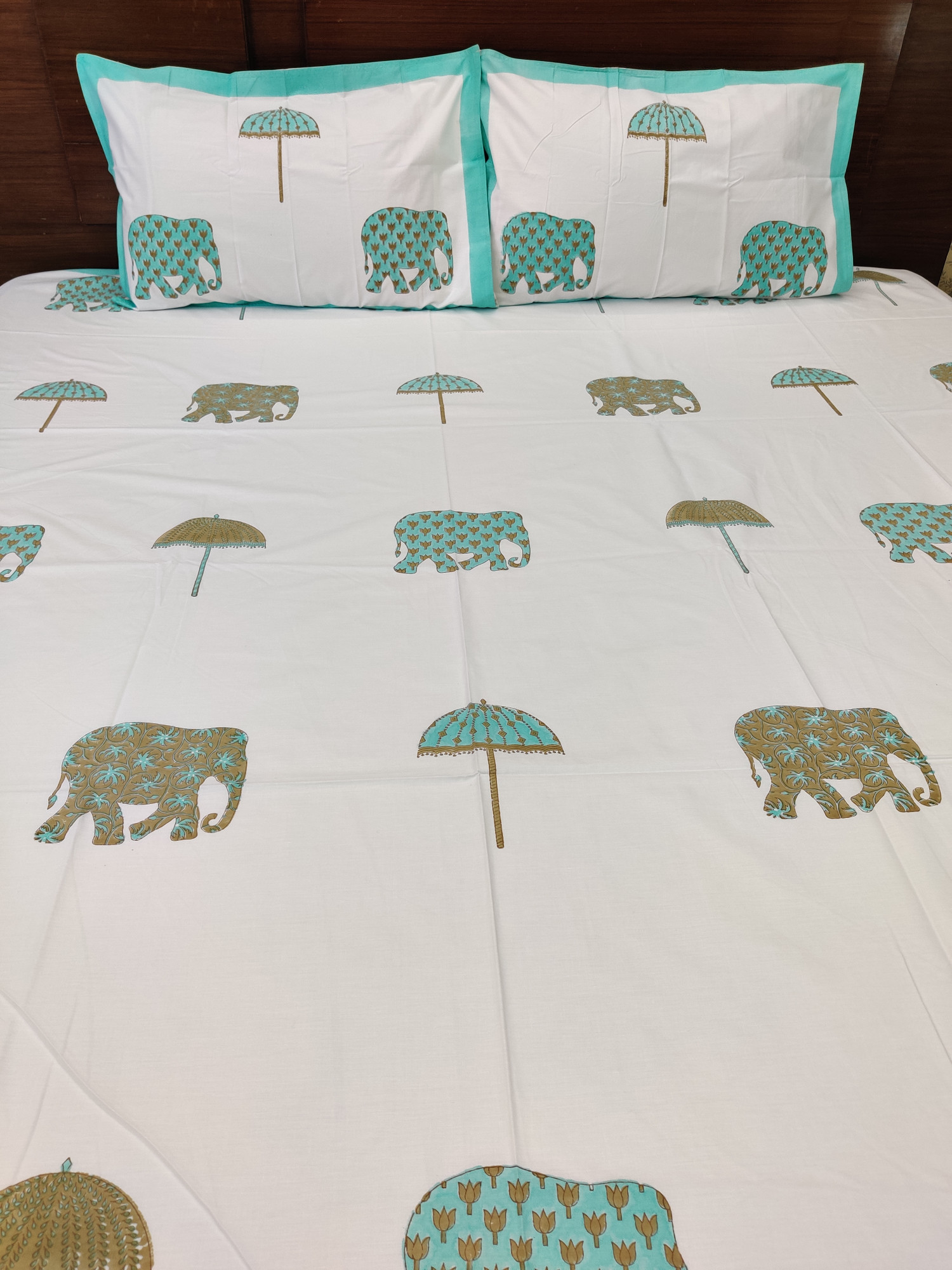 Jaipuri Block Print Bedsheet - Haathi Handblock Hand Block Print Cotton King Size