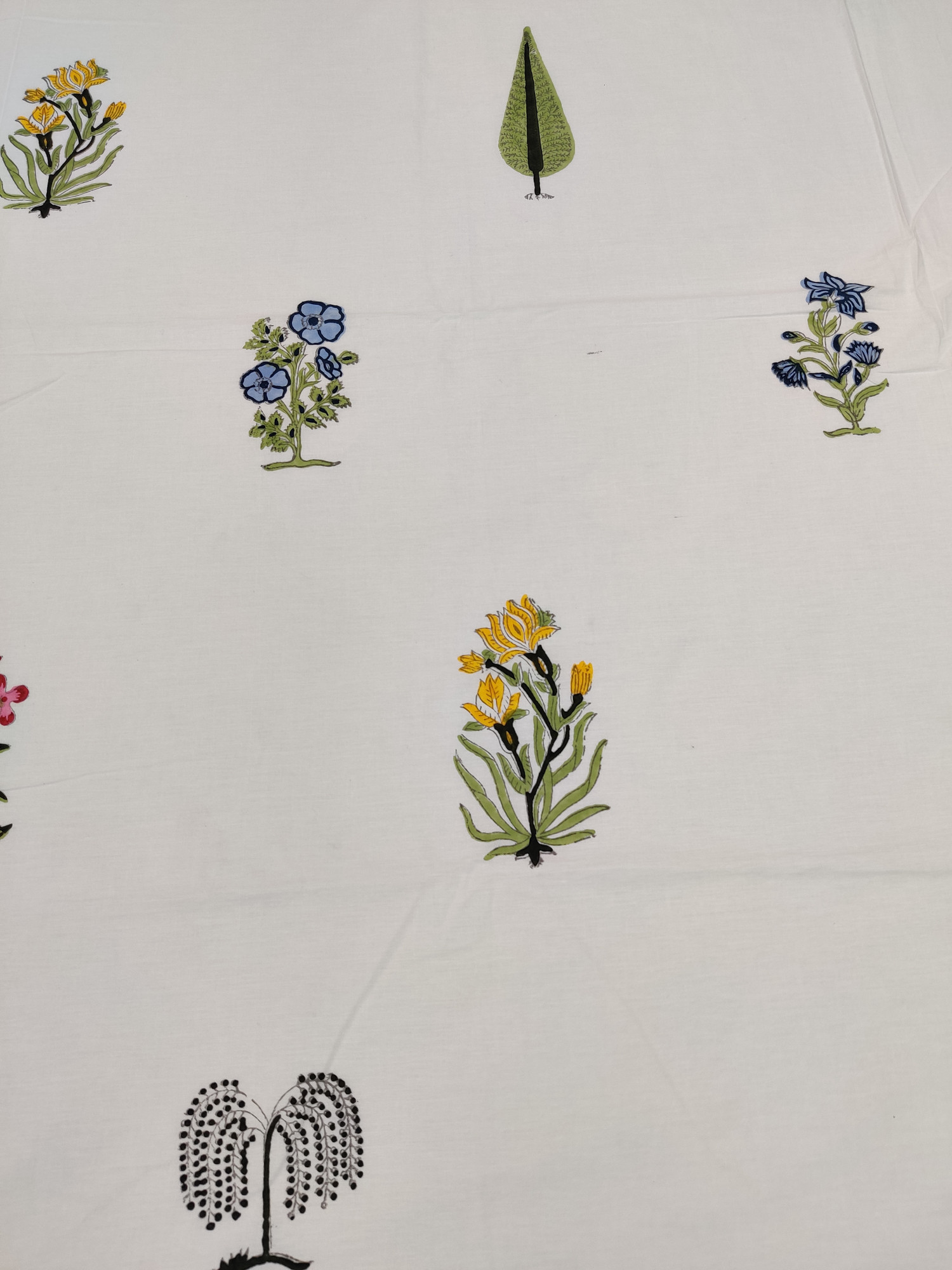 Jaipuri Block Print Bedsheet - Multi Flower Hand Block Print Cotton King Size