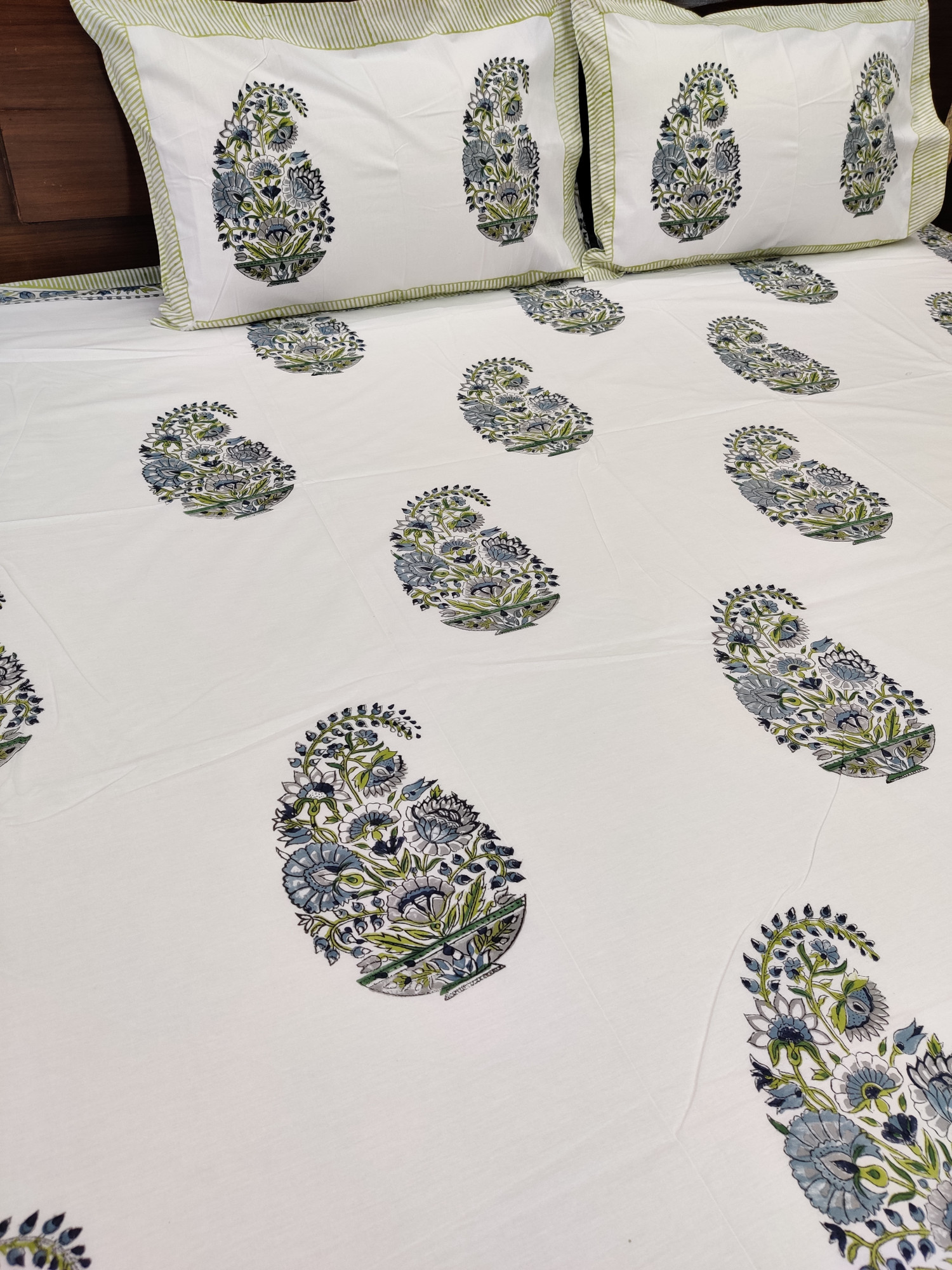 Jaipuri Block Print Bedsheet - Kerry Boota Hand Block Print Cotton King Size