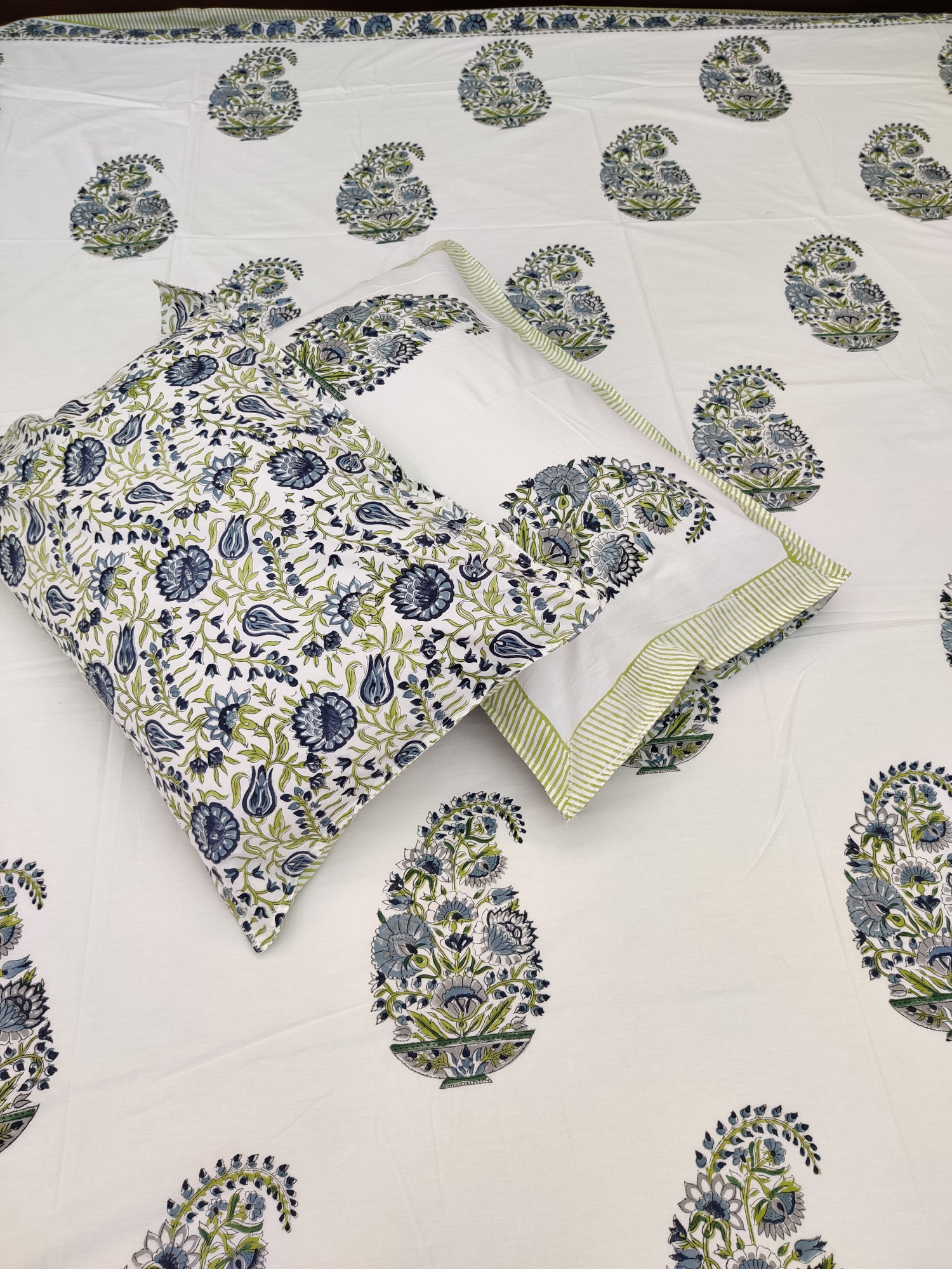 Jaipuri Block Print Bedsheet - Kerry Boota Hand Block Print Cotton King Size