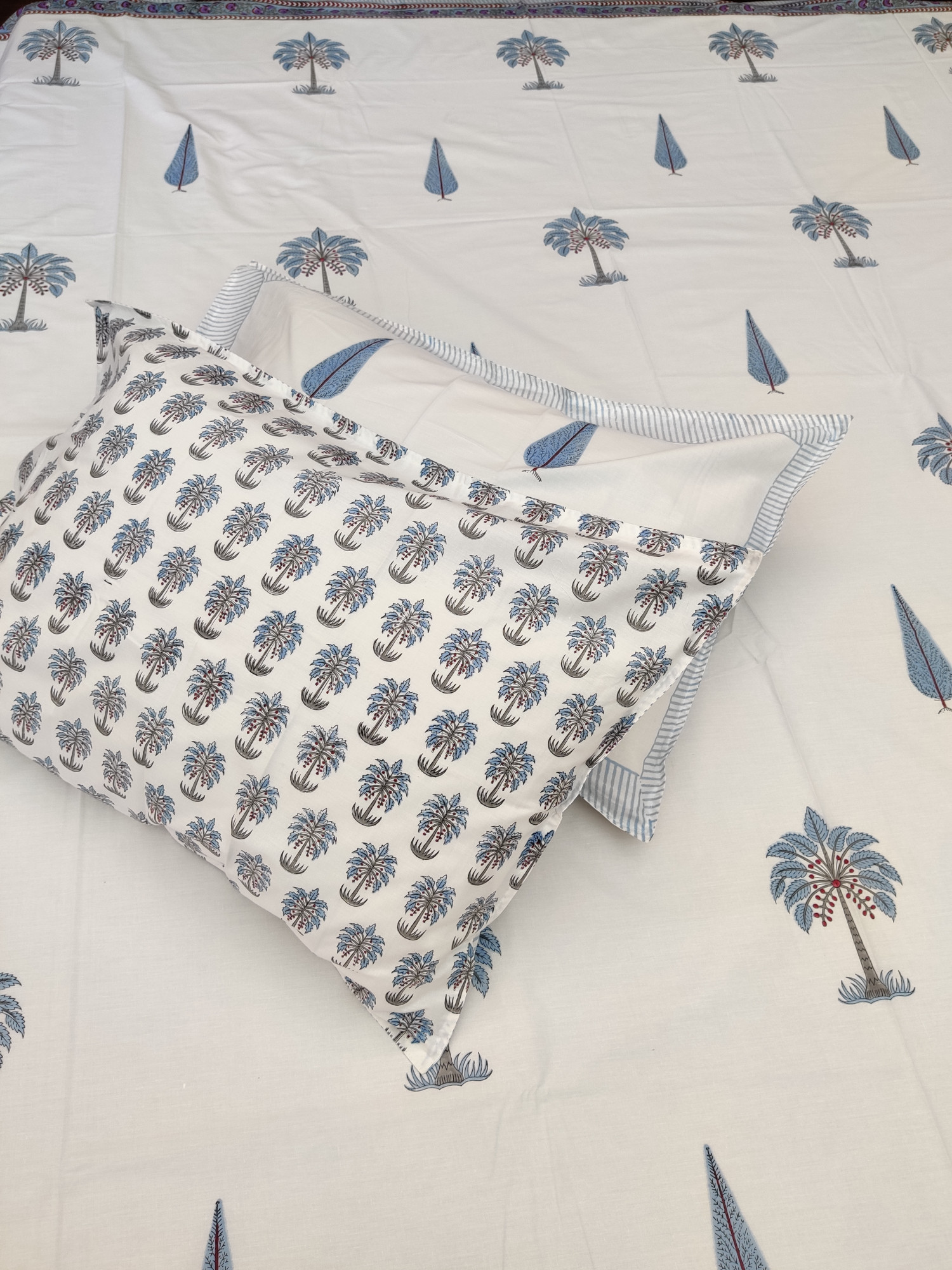 Jaipuri Block Print Bedsheet - Pine Hand Block Print Cotton King Size