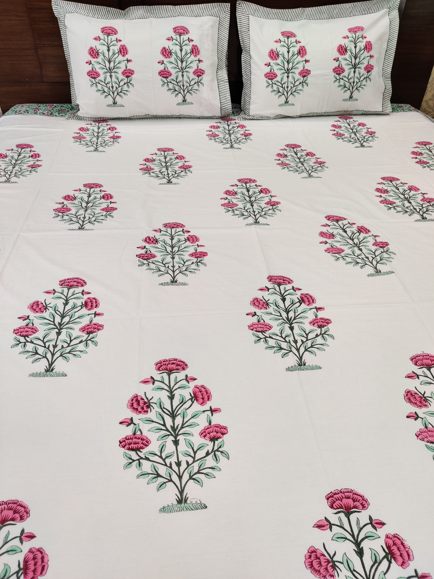 Jaipuri Block Print Bedsheet - Sadabahaar Hand Block Print Cotton King Size