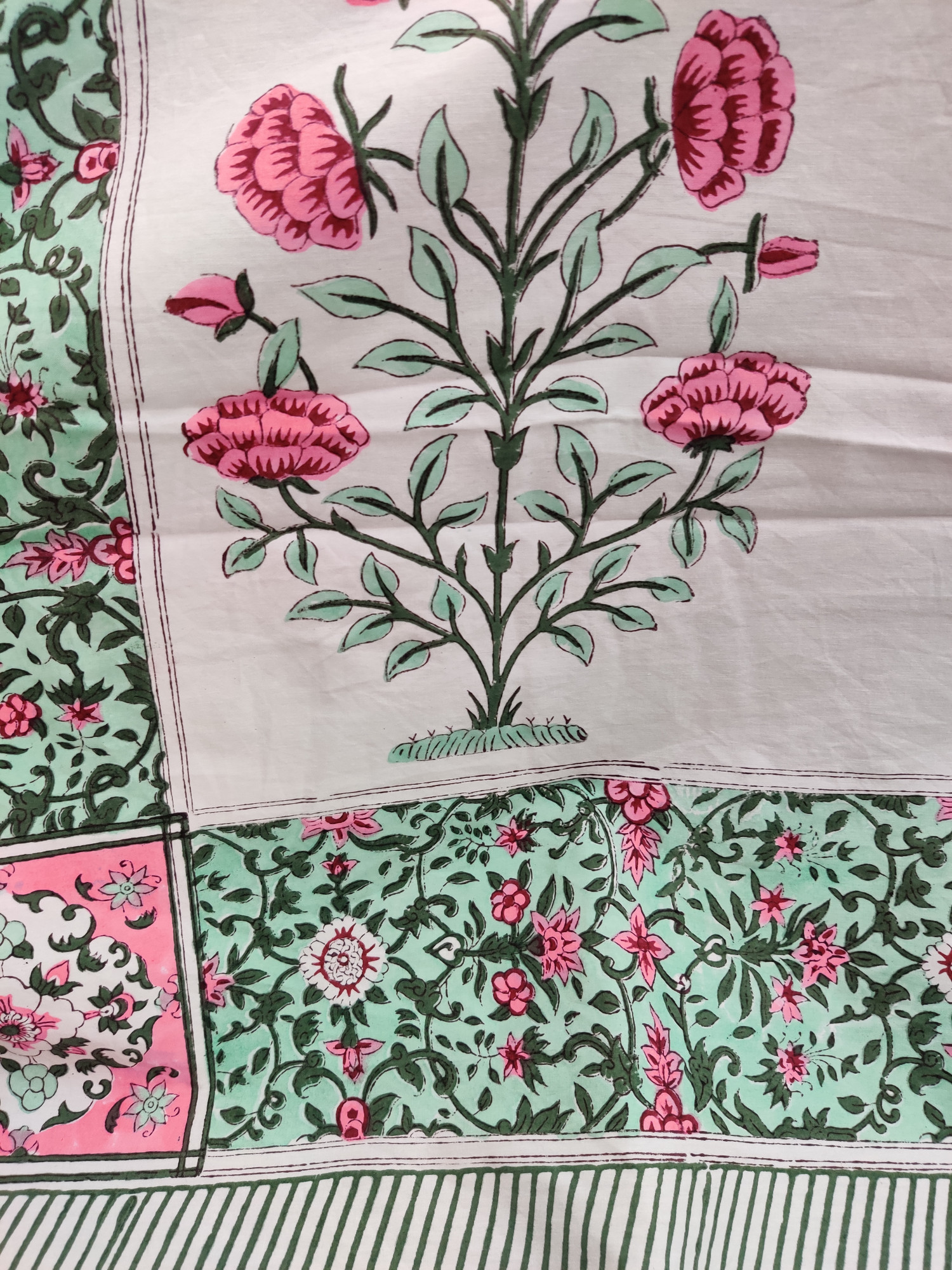 Jaipuri Block Print Bedsheet - Sadabahaar Hand Block Print Cotton King Size