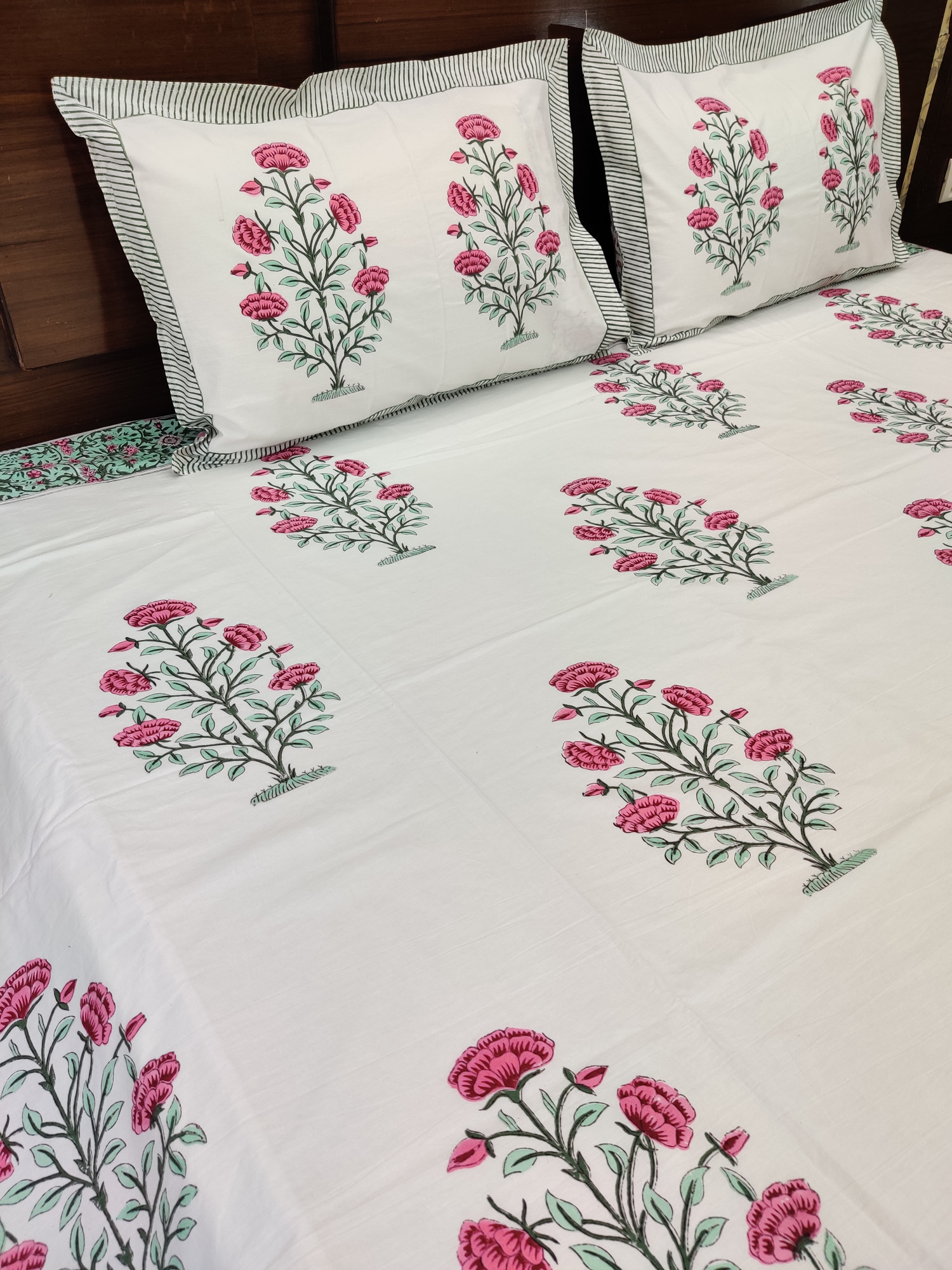 Jaipuri Block Print Bedsheet - Sadabahaar Hand Block Print Cotton King Size