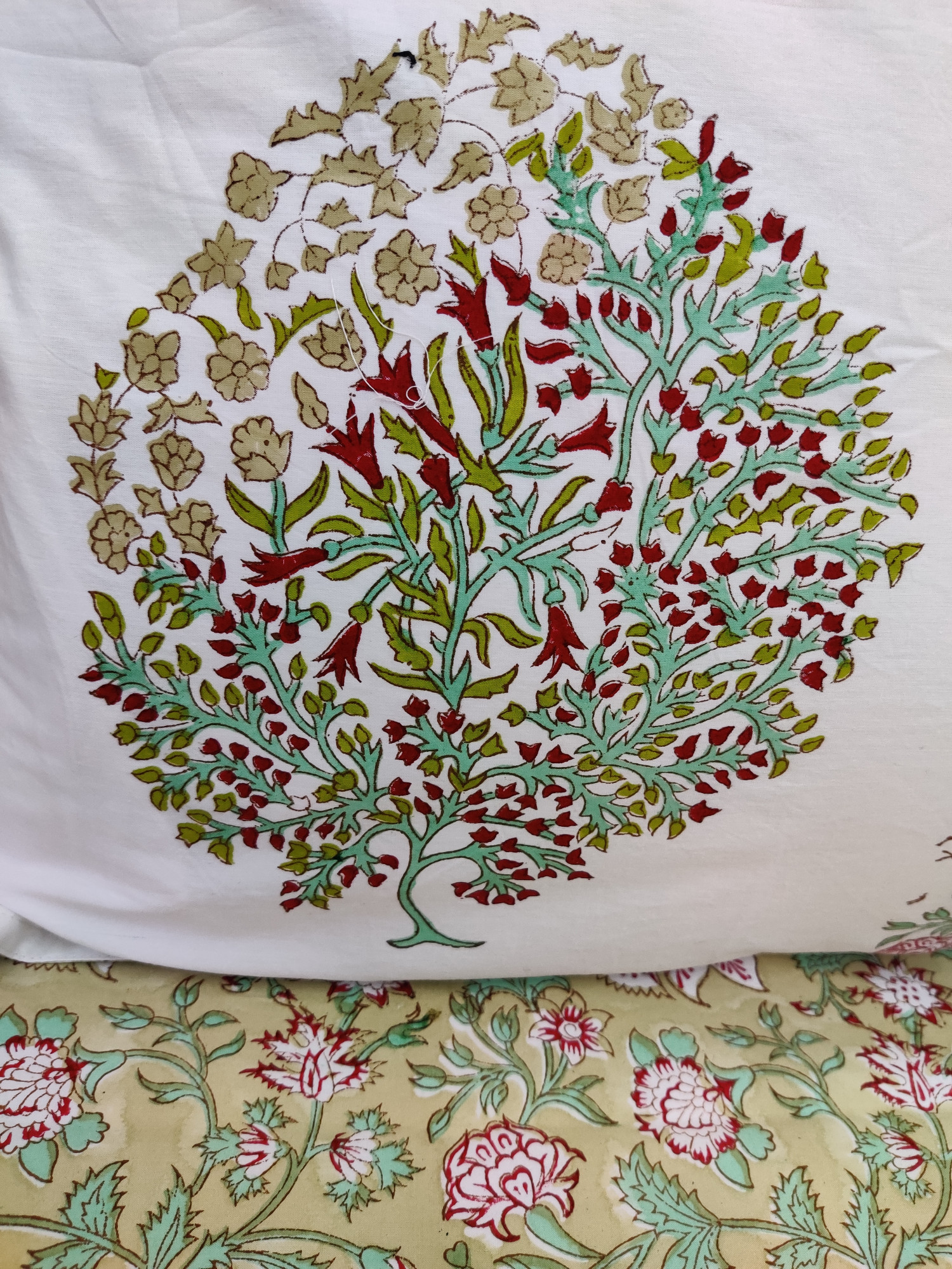 Jaipuri Block Print Bedsheet - Cotton Single Boota Green Hand Block Print Cotton Double