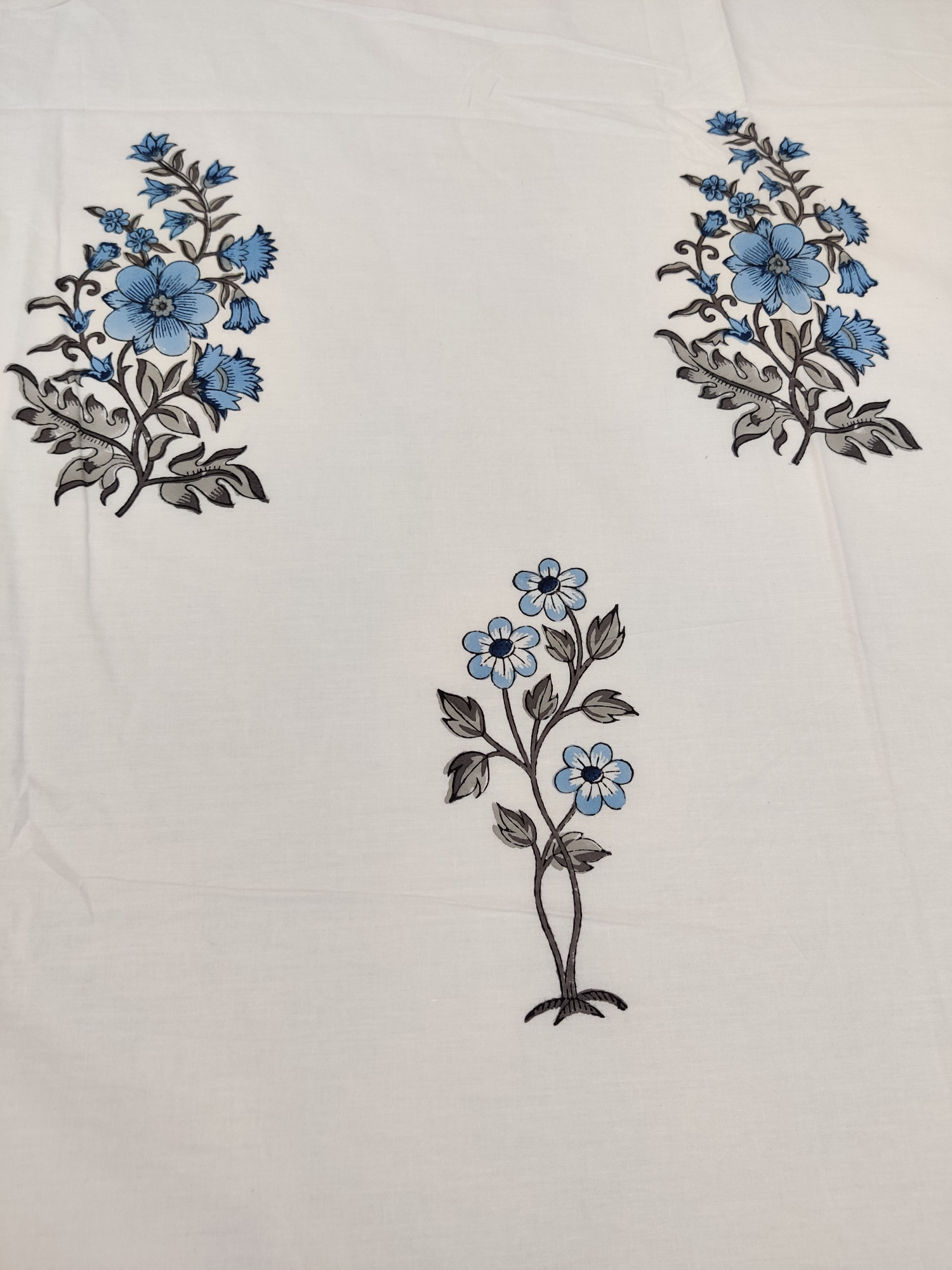 Jaipuri Block Print Bedsheet - Blue Floral Hand Block Print Cotton King Size