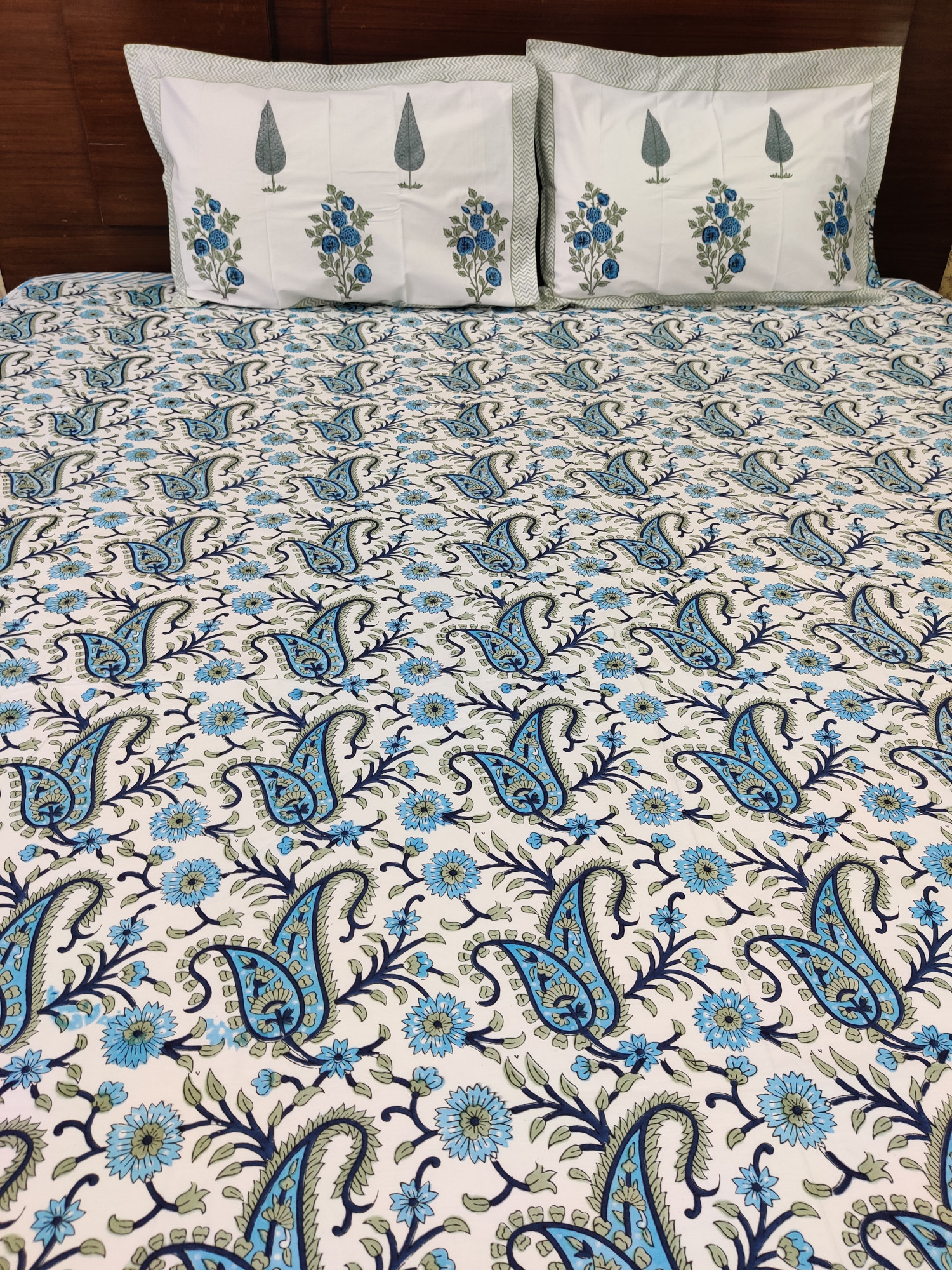 Jaipuri Block Print Bedsheet - Kerry Jaal Hand Block Print Cotton King Size