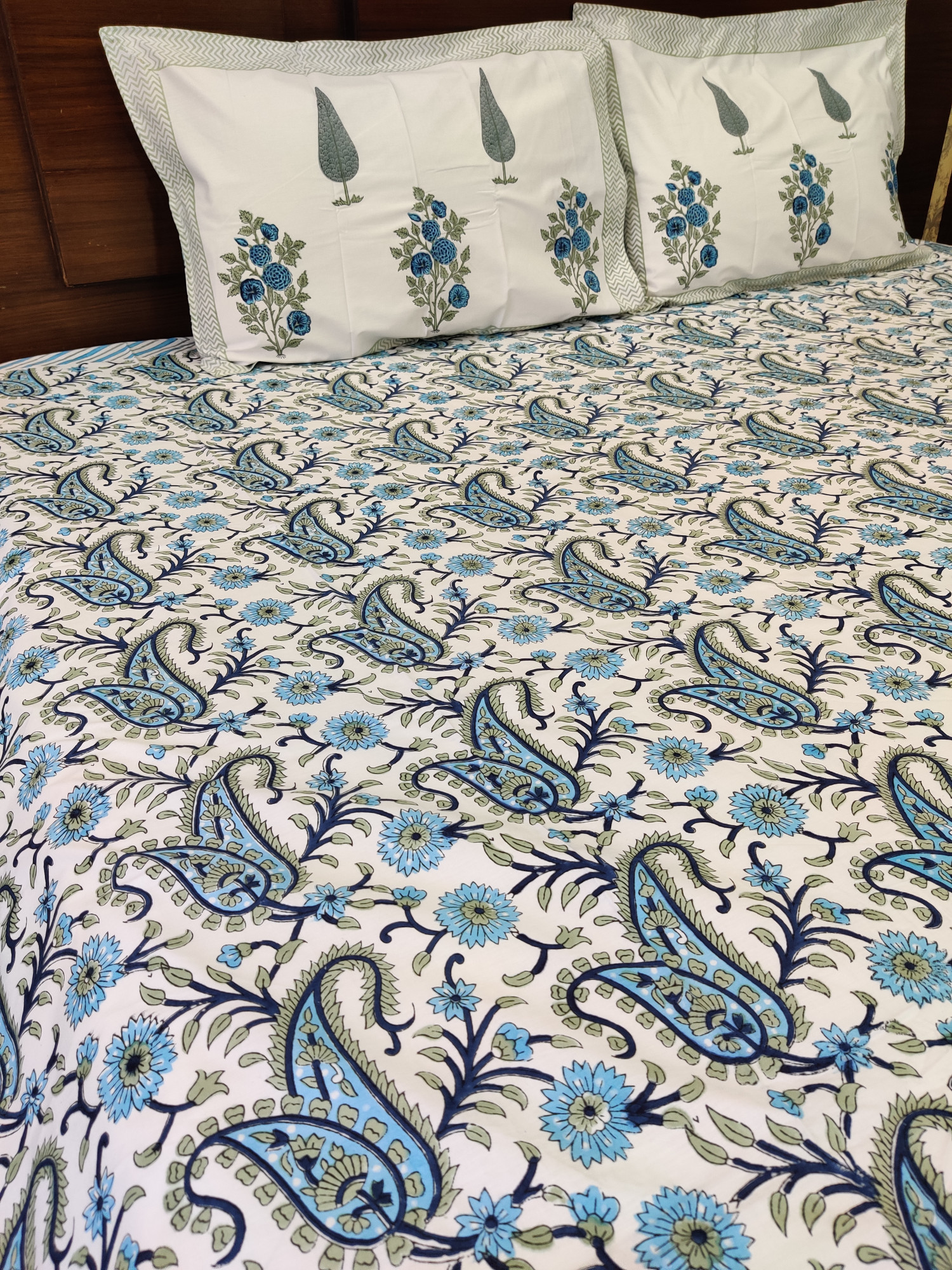 Jaipuri Block Print Bedsheet - Kerry Jaal Hand Block Print Cotton King Size