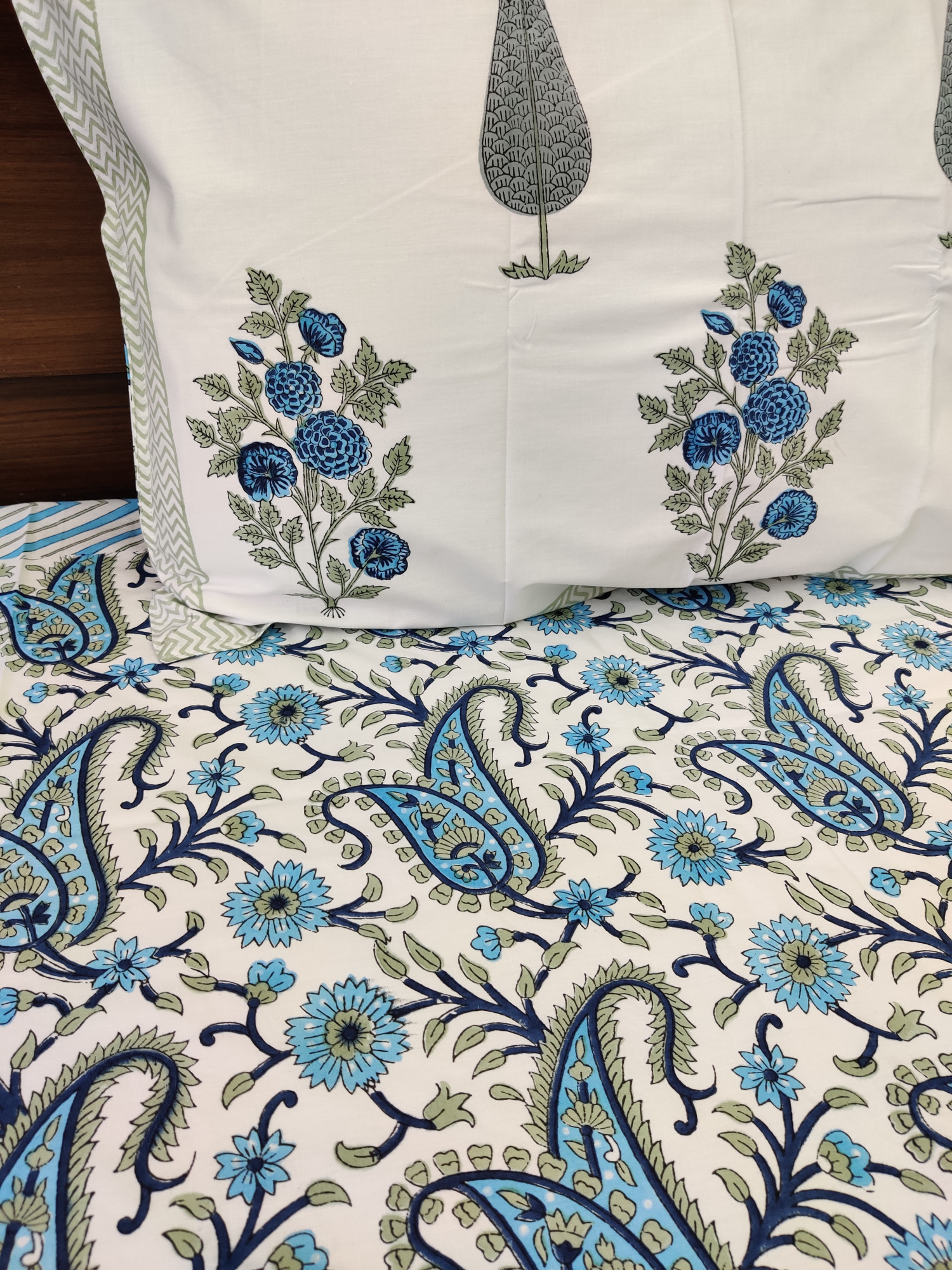 Jaipuri Block Print Bedsheet - Kerry Jaal Hand Block Print Cotton King Size