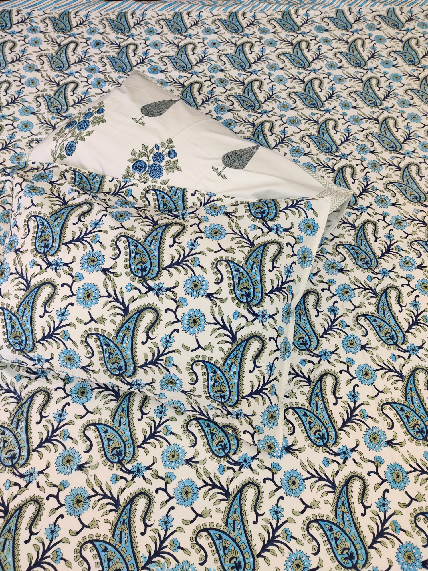 Jaipuri Block Print Bedsheet - Kerry Jaal Hand Block Print Cotton King Size