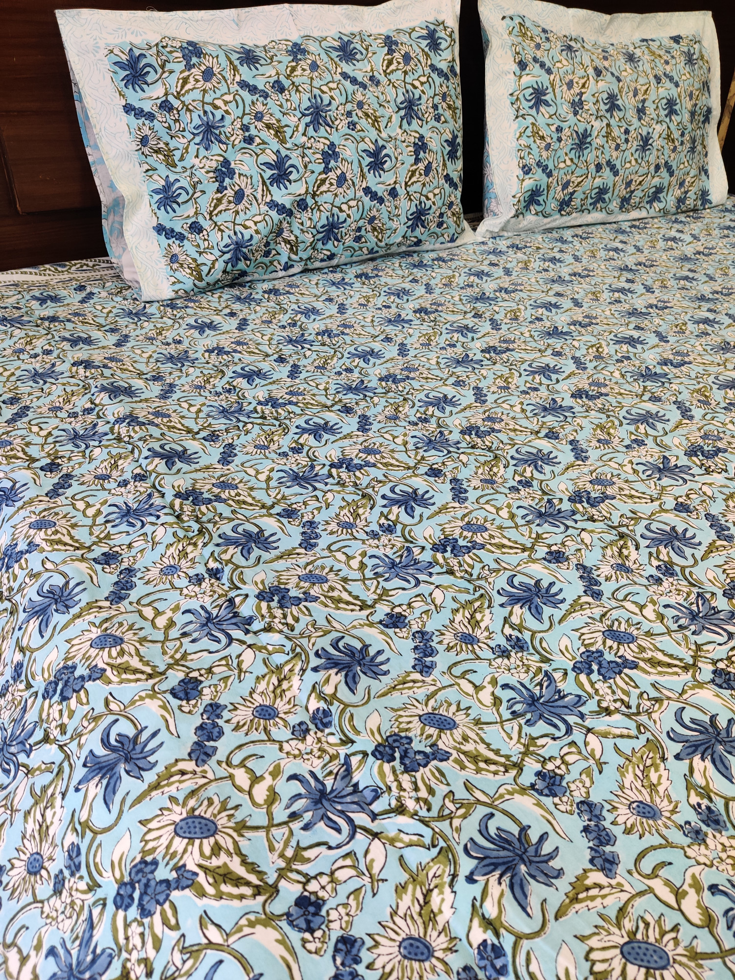 Jaipuri Block Print Bedsheet - Sanganeri Jaal Hand Block Print Cotton King Size