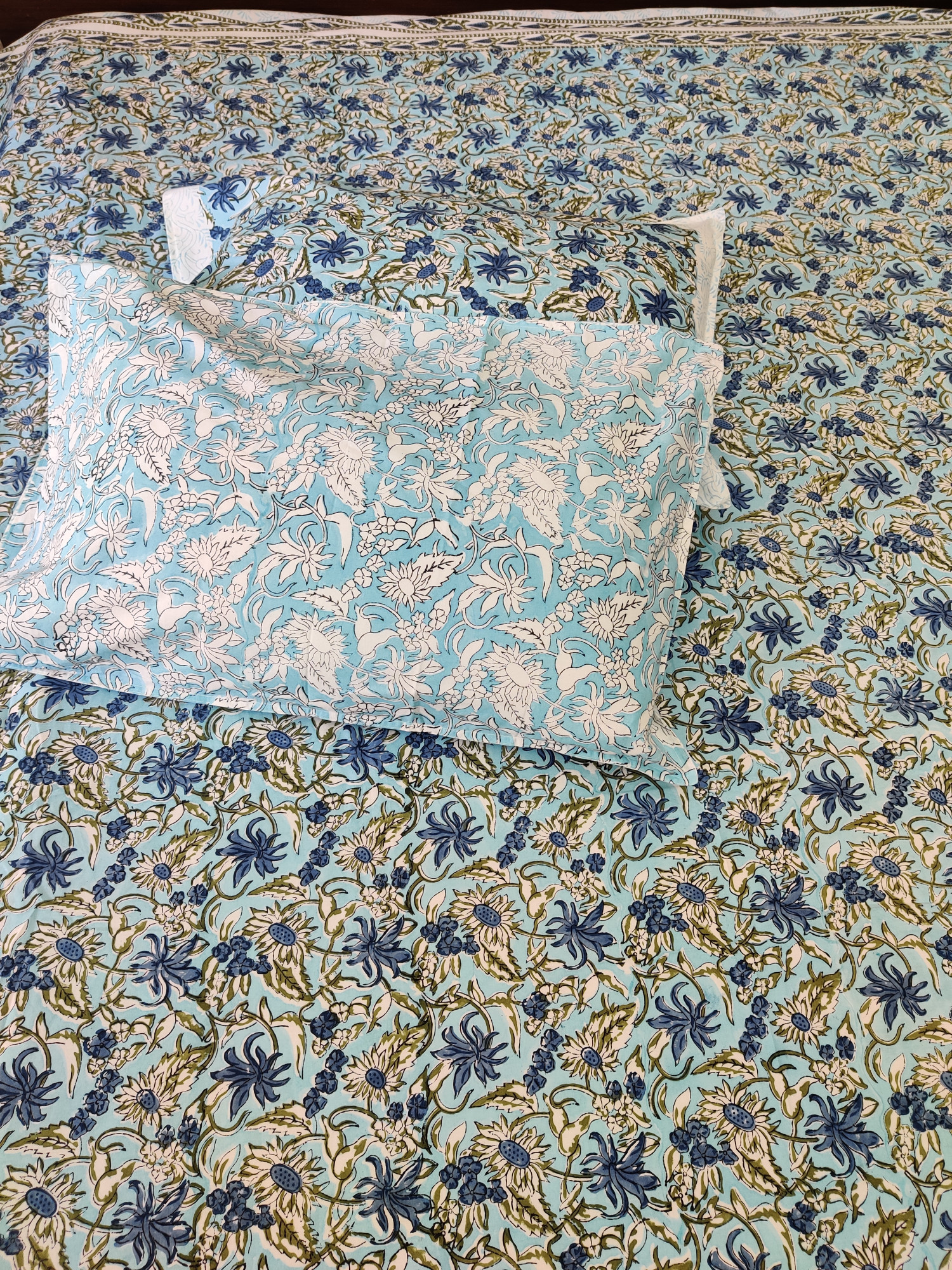 Jaipuri Block Print Bedsheet - Sanganeri Jaal Hand Block Print Cotton King Size