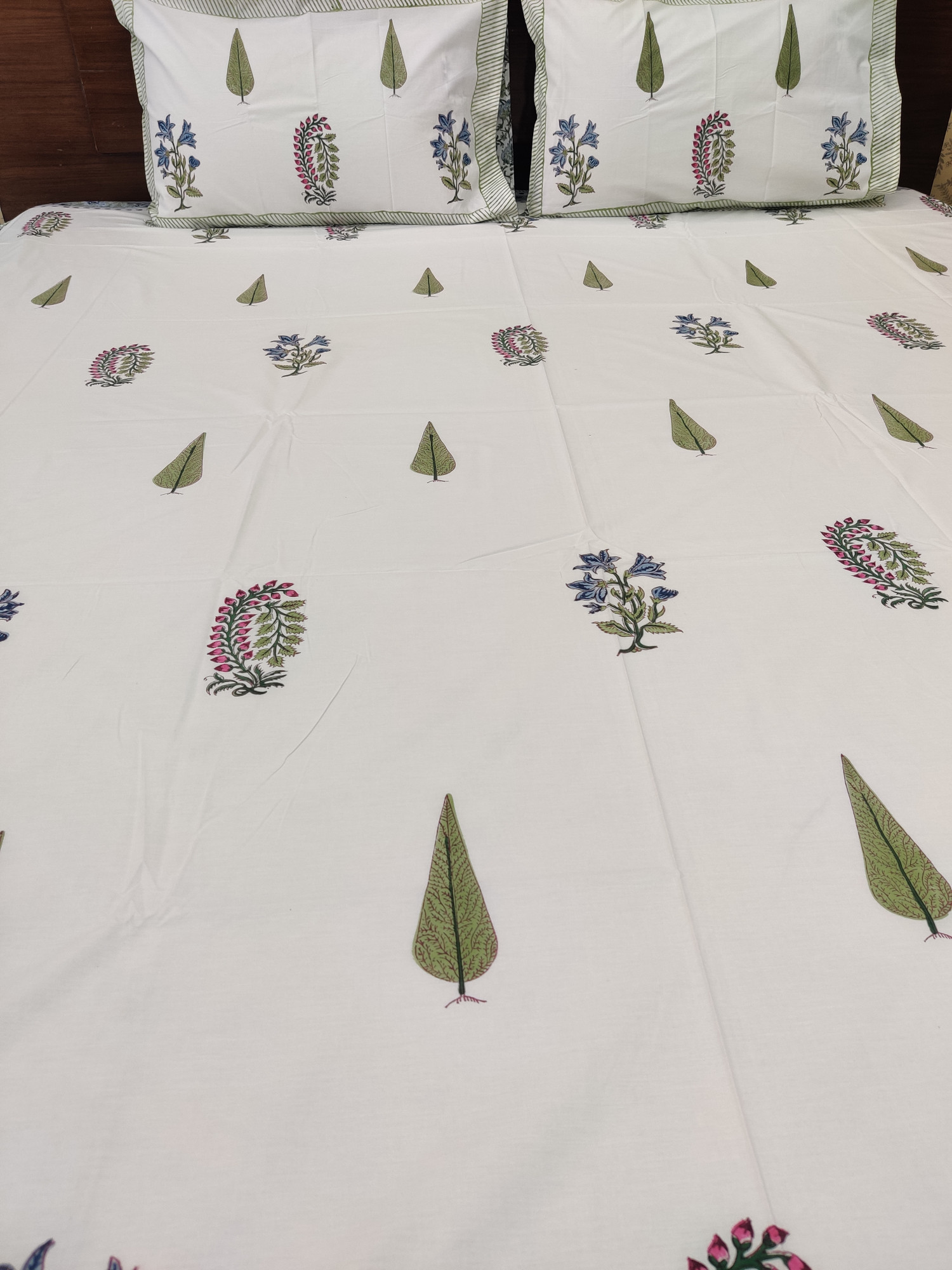 Jaipuri Block Print Bedsheet - Multi Motifs Hand Block Print Cotton King Size