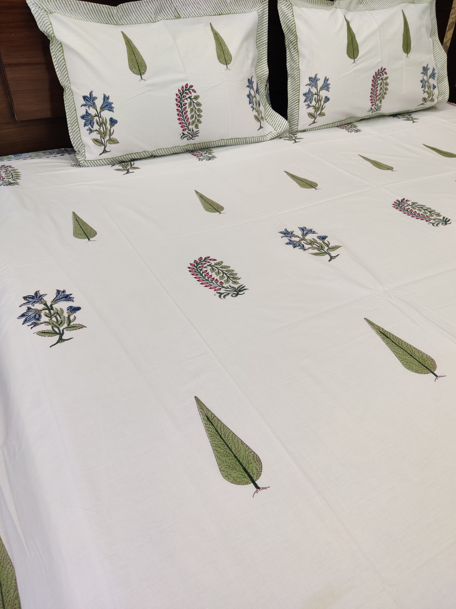 Jaipuri Block Print Bedsheet - Multi Motifs Hand Block Print Cotton King Size