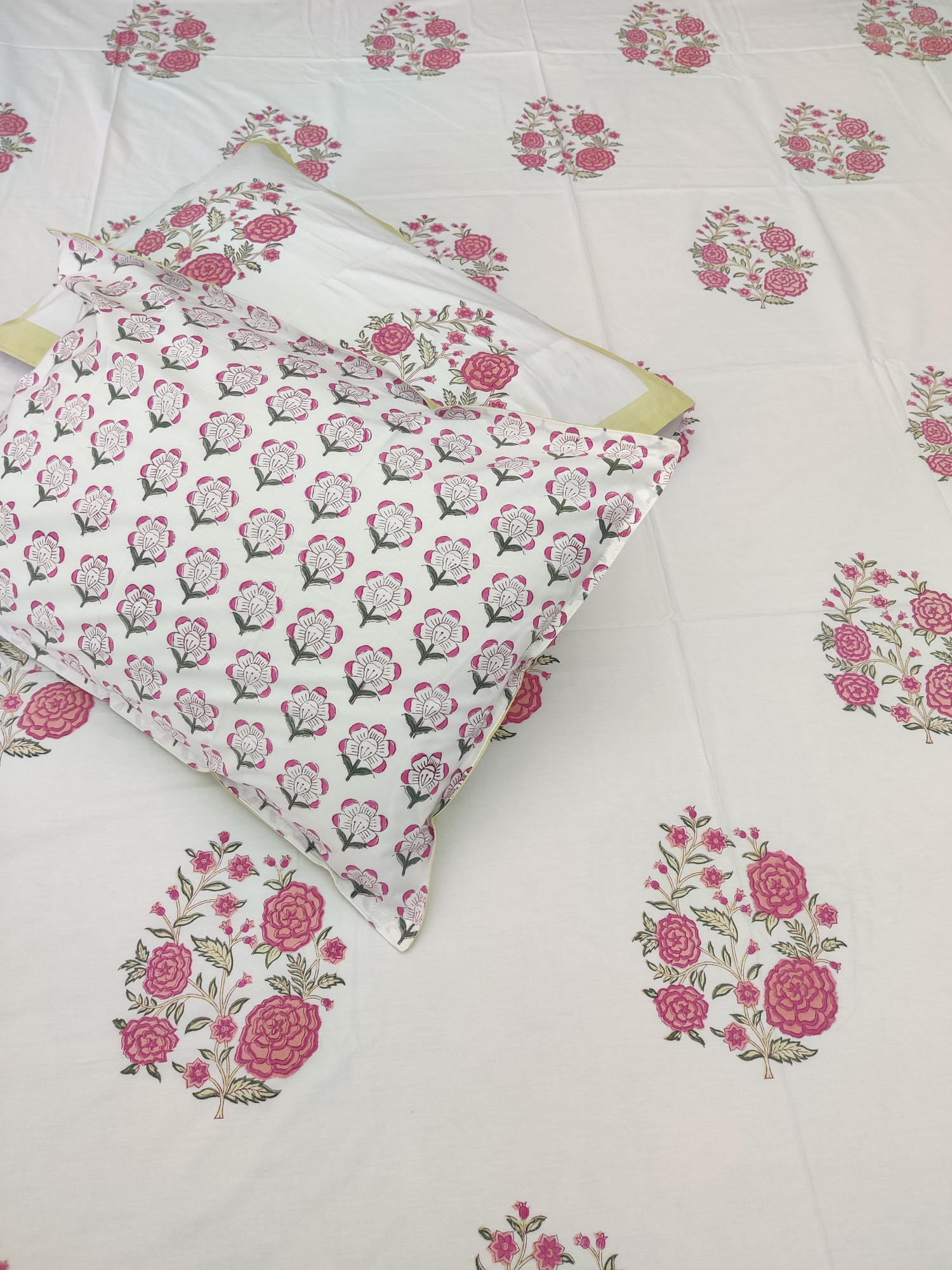 Jaipuri Block Print Bedsheet - Gulabi Hand Block Print Cotton King Size