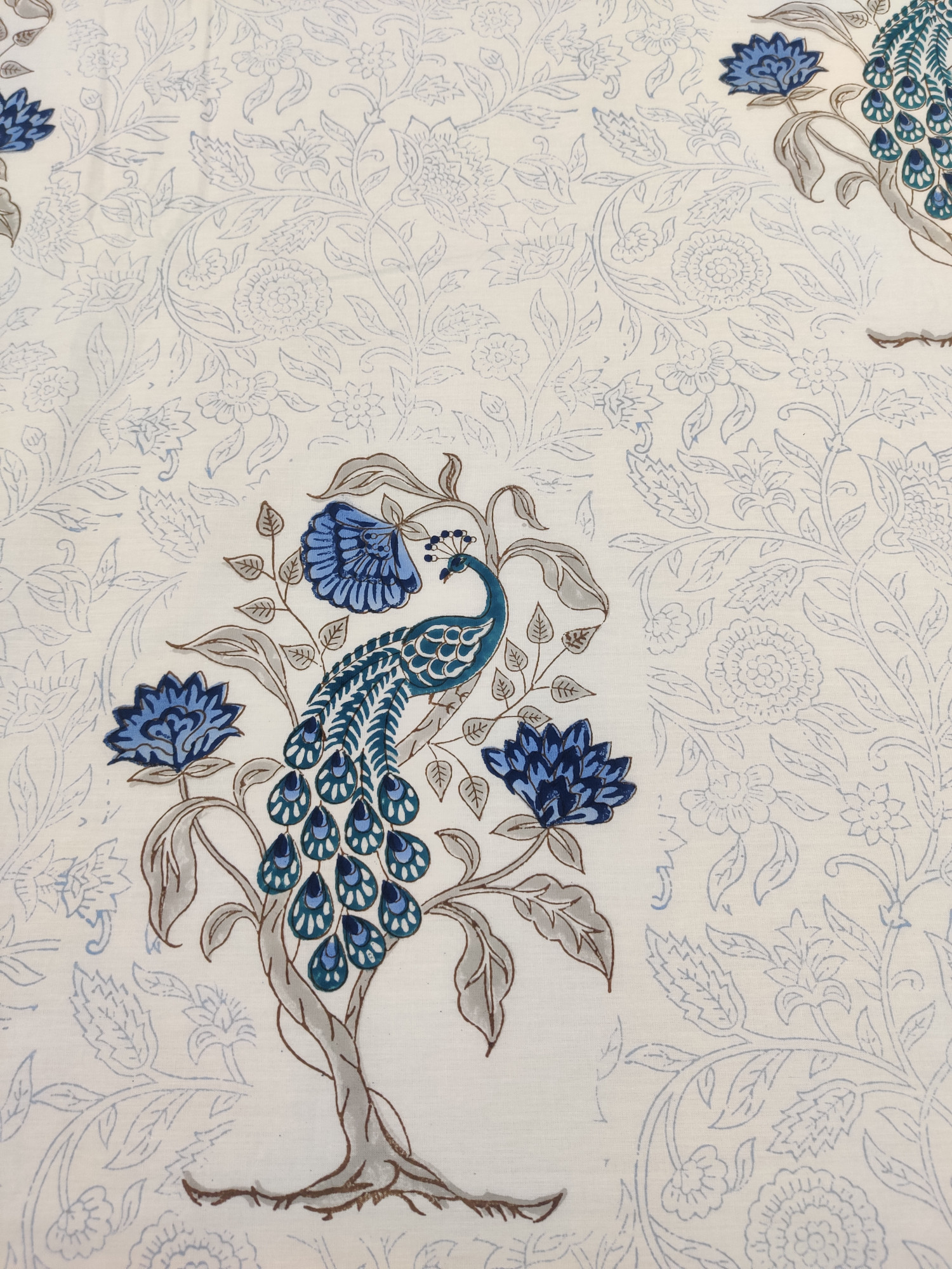 Jaipuri Block Print Bedsheet - Peacock Hand Block Print Cotton King Size